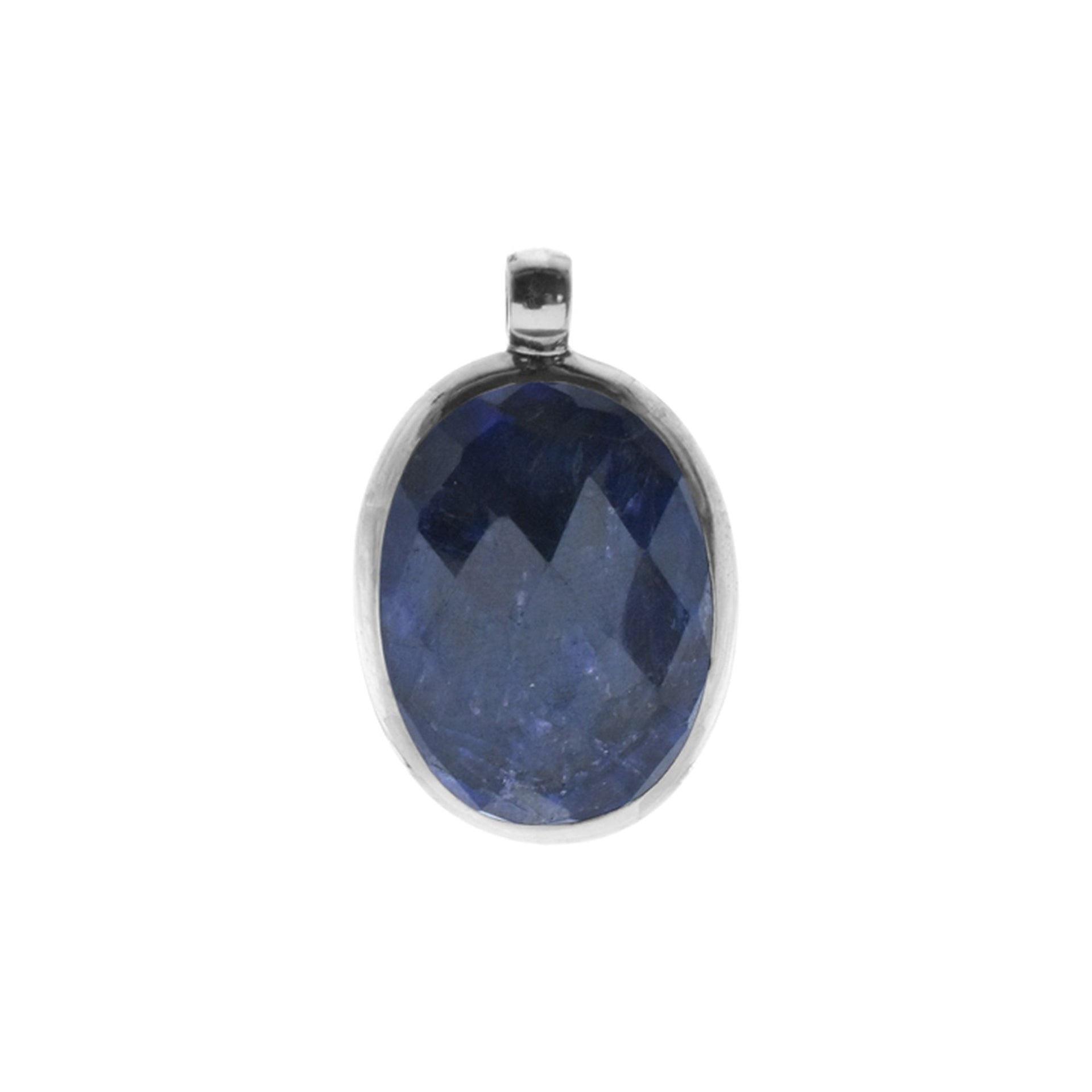 Chloe checkered sapphire quartz oval pendant