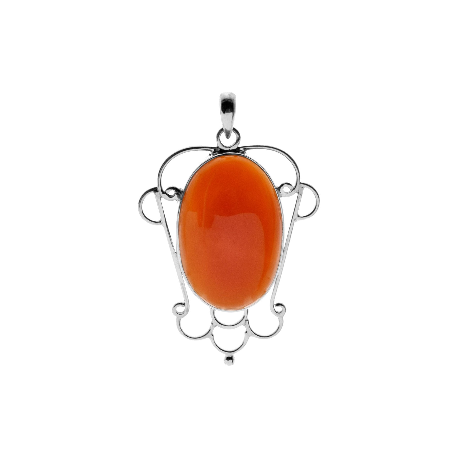 Chloe large ornate framed carnelian pendant