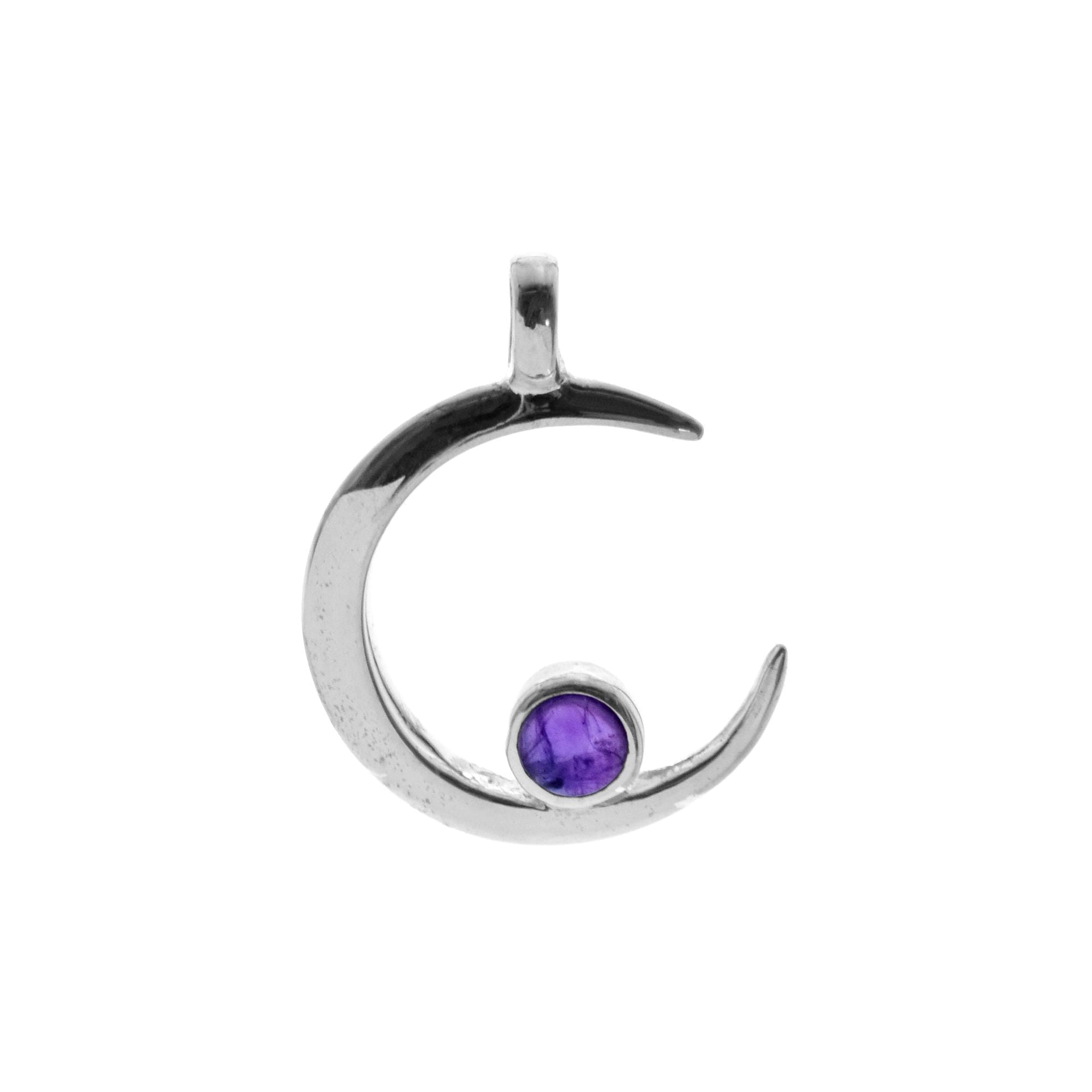 Chloe crescent moon pendant with amethyst