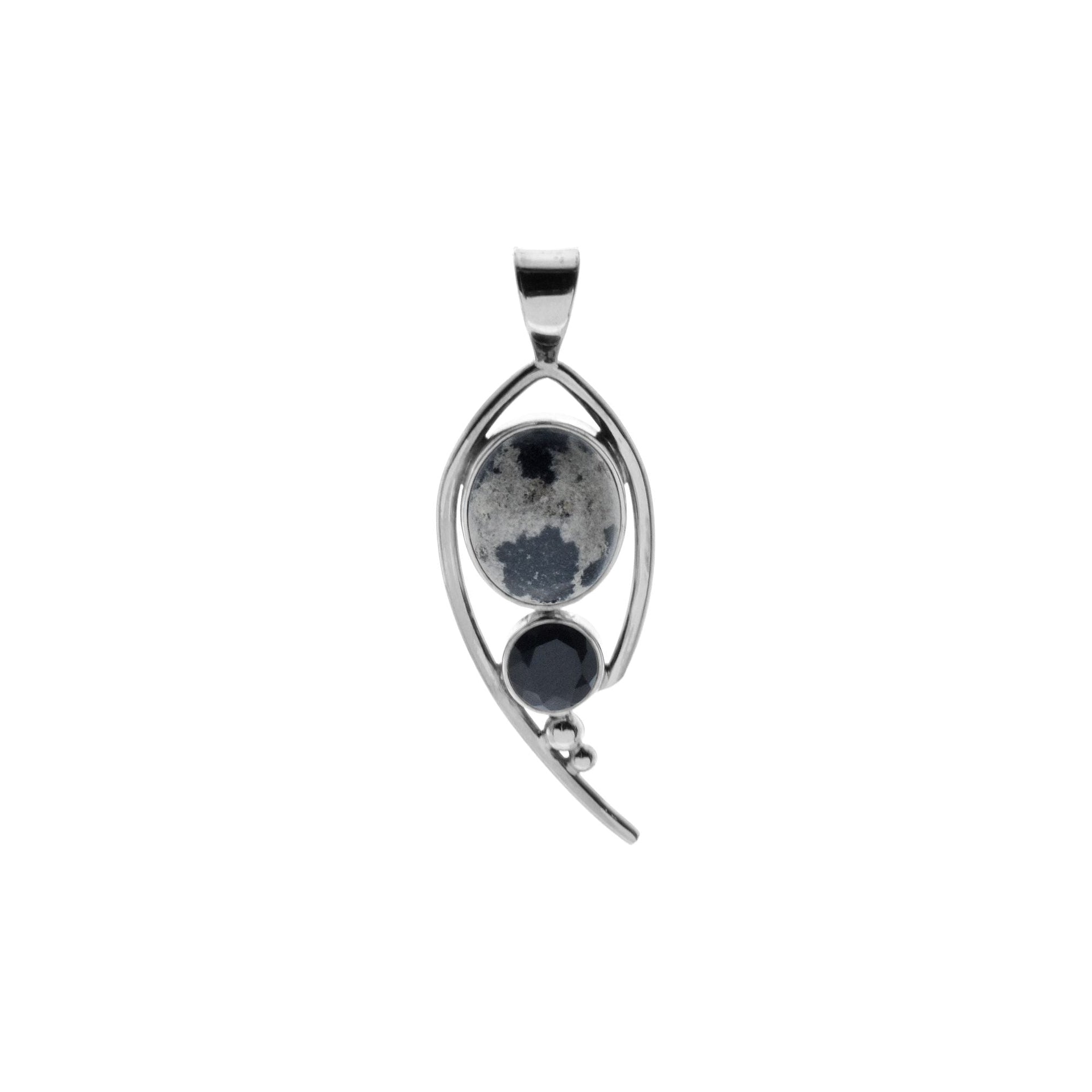 Chloe dalmatian jasper & black onyx swoop pendant