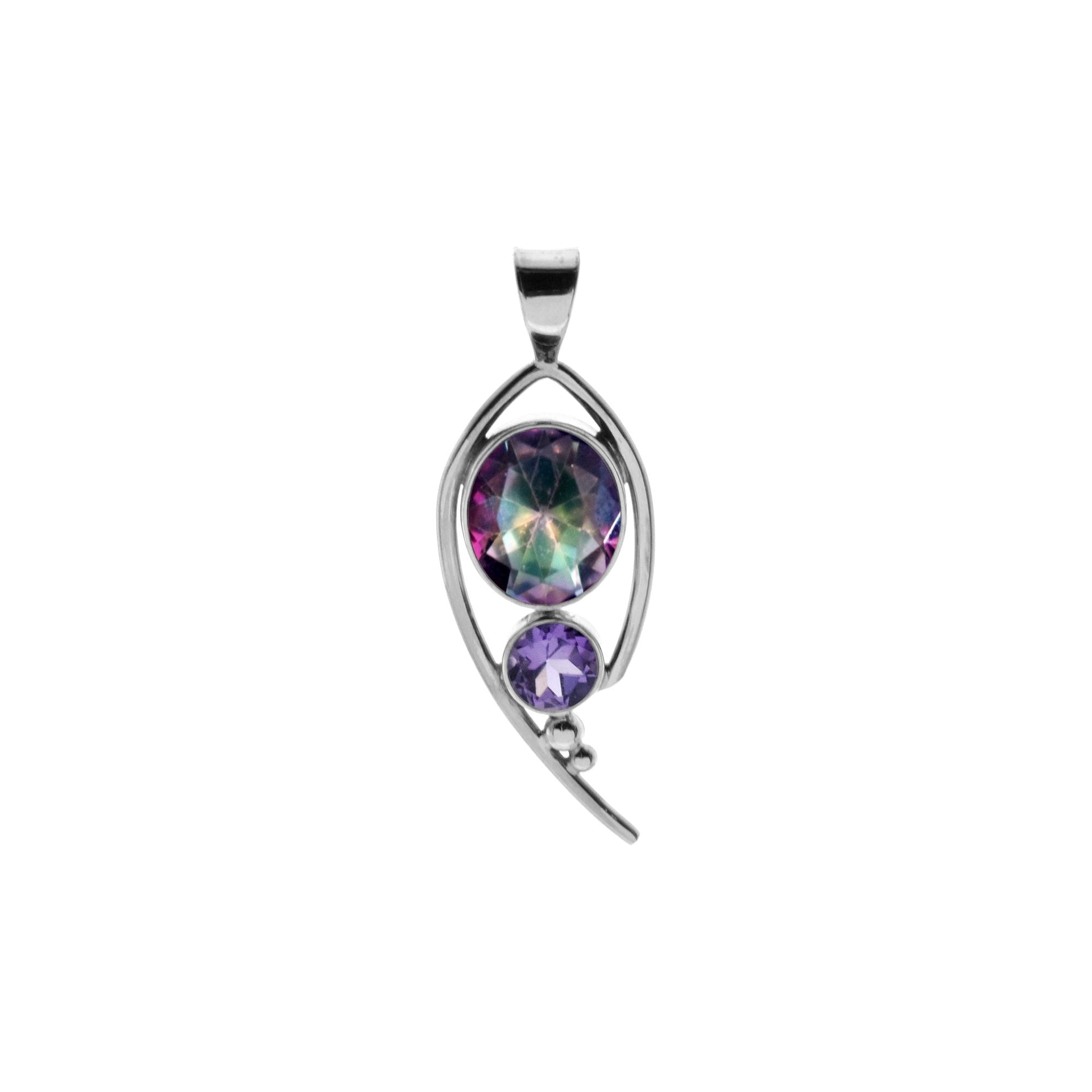 Chloe mystic topaz & amethyst swoop pendant