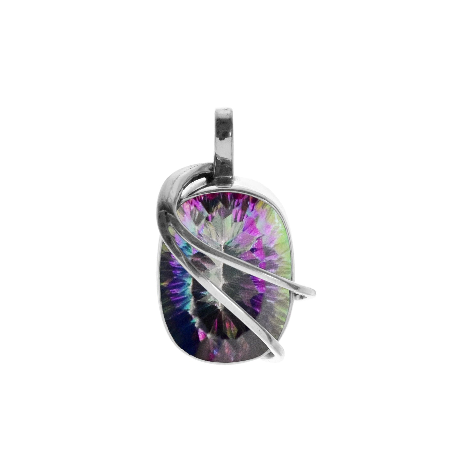 Chloe oval mystic topaz with overlay pendant