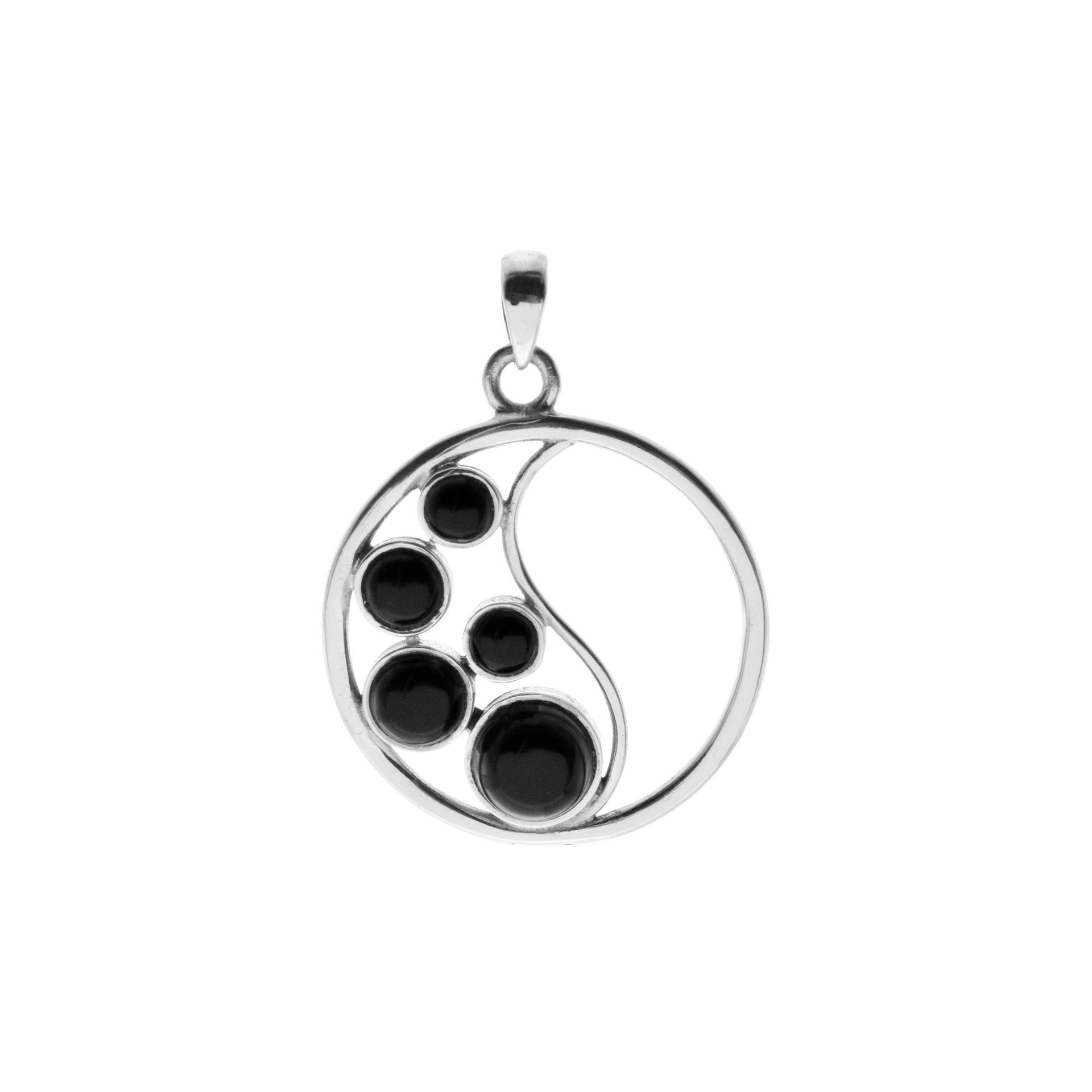 Chloe black onyx rounds yin yang pendant