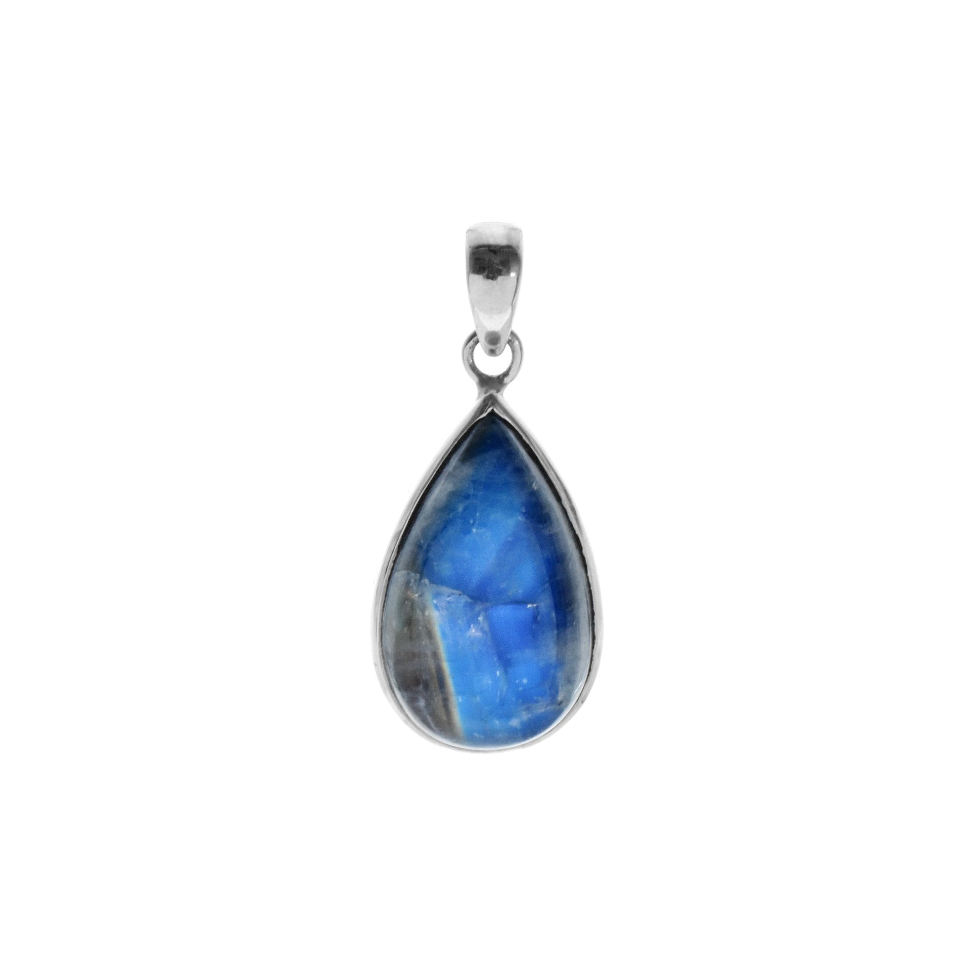 Chloe blue rainbow moonstone long teardrop pendant