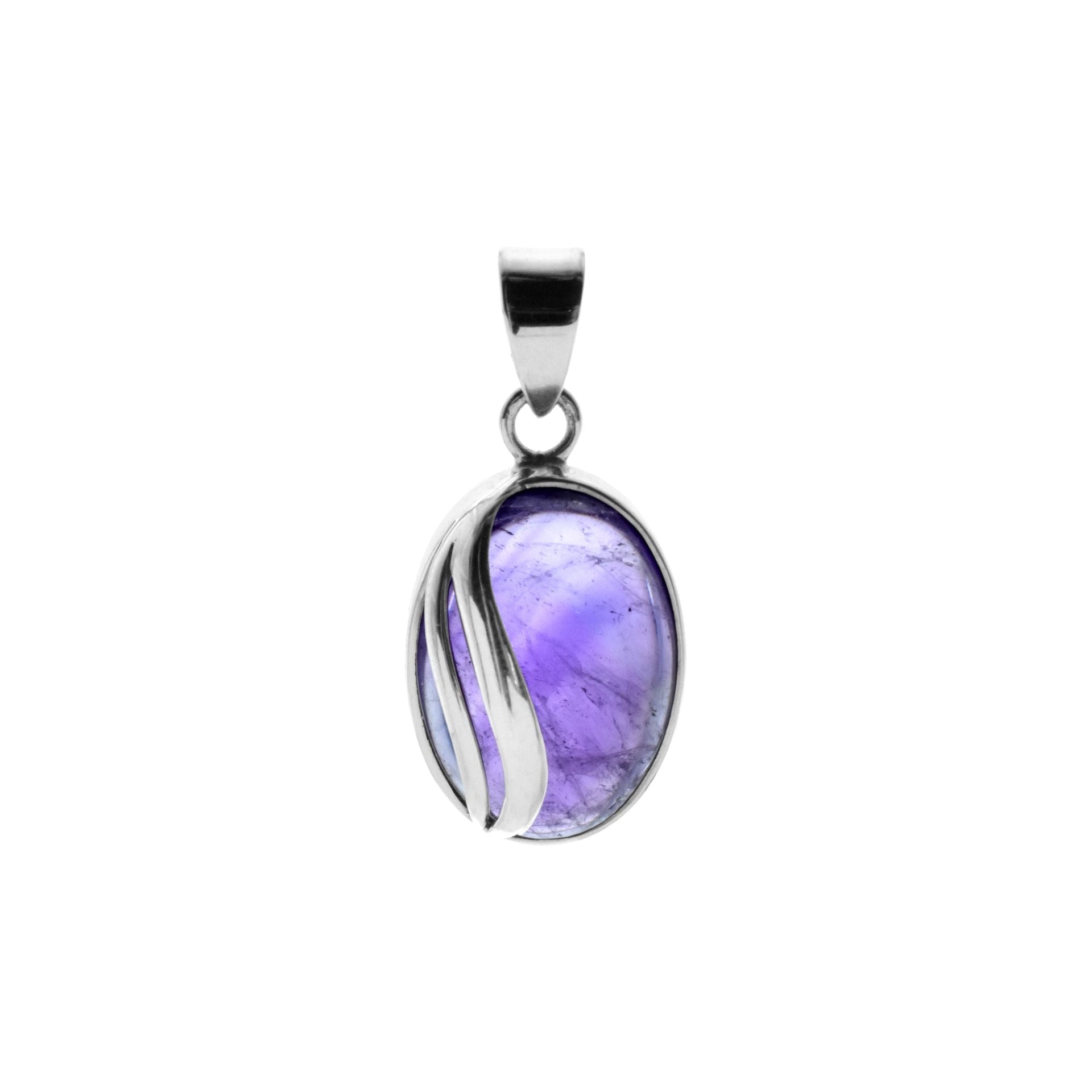 Chloe oval amethyst pendant with silver overlay