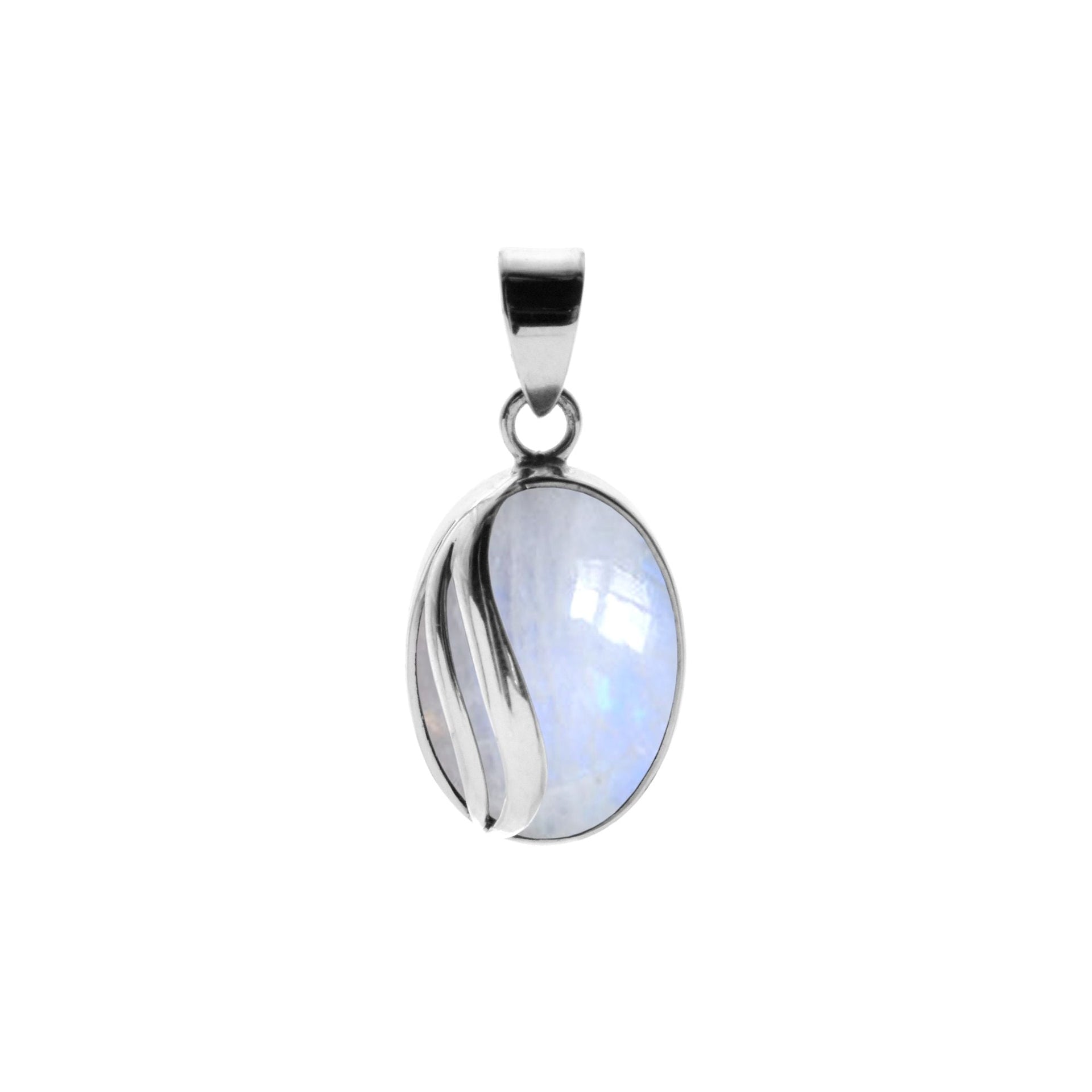 Chloe rainbow moonstone pendant with silver overlay