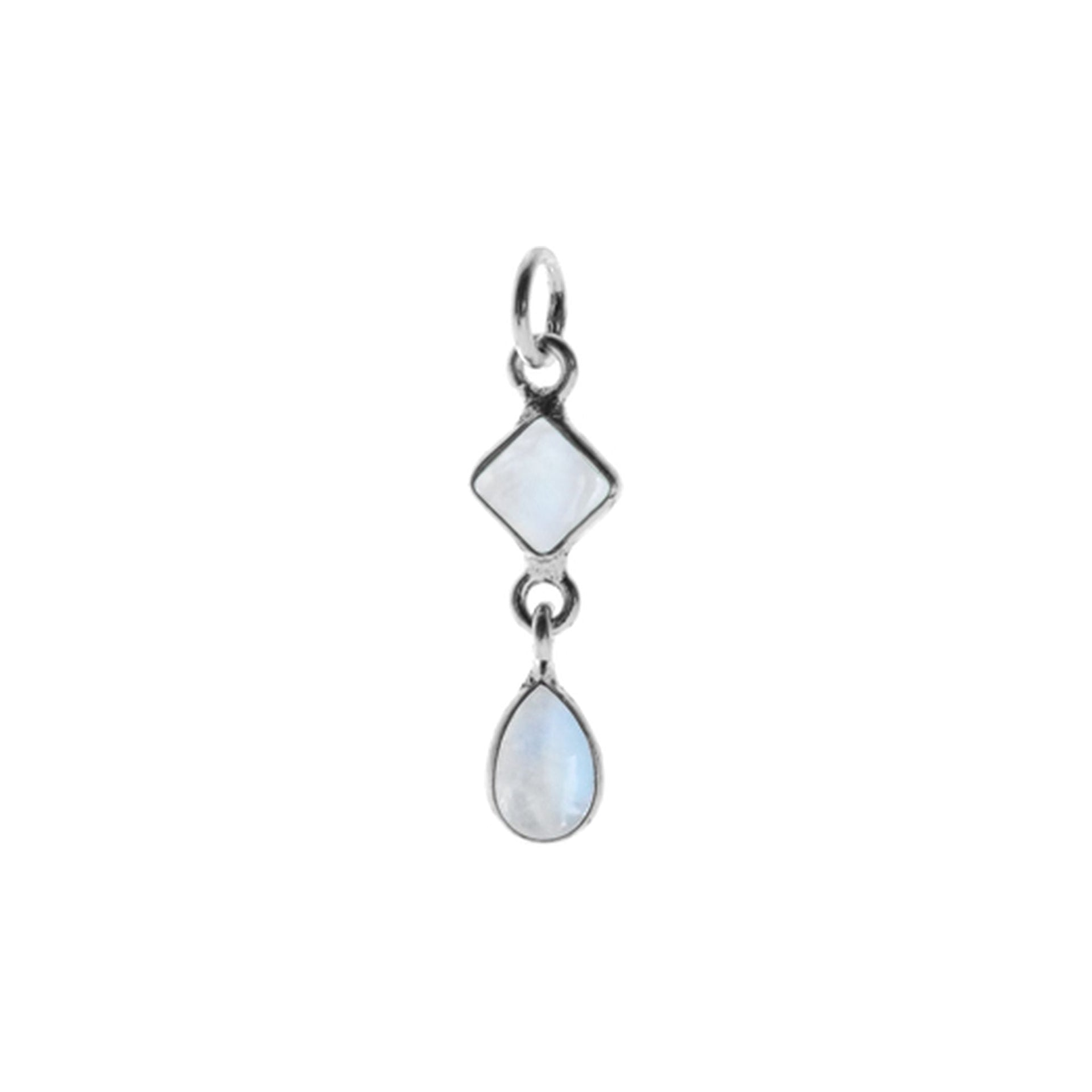 Bridget square & teardrop rainbow moonstone pendant