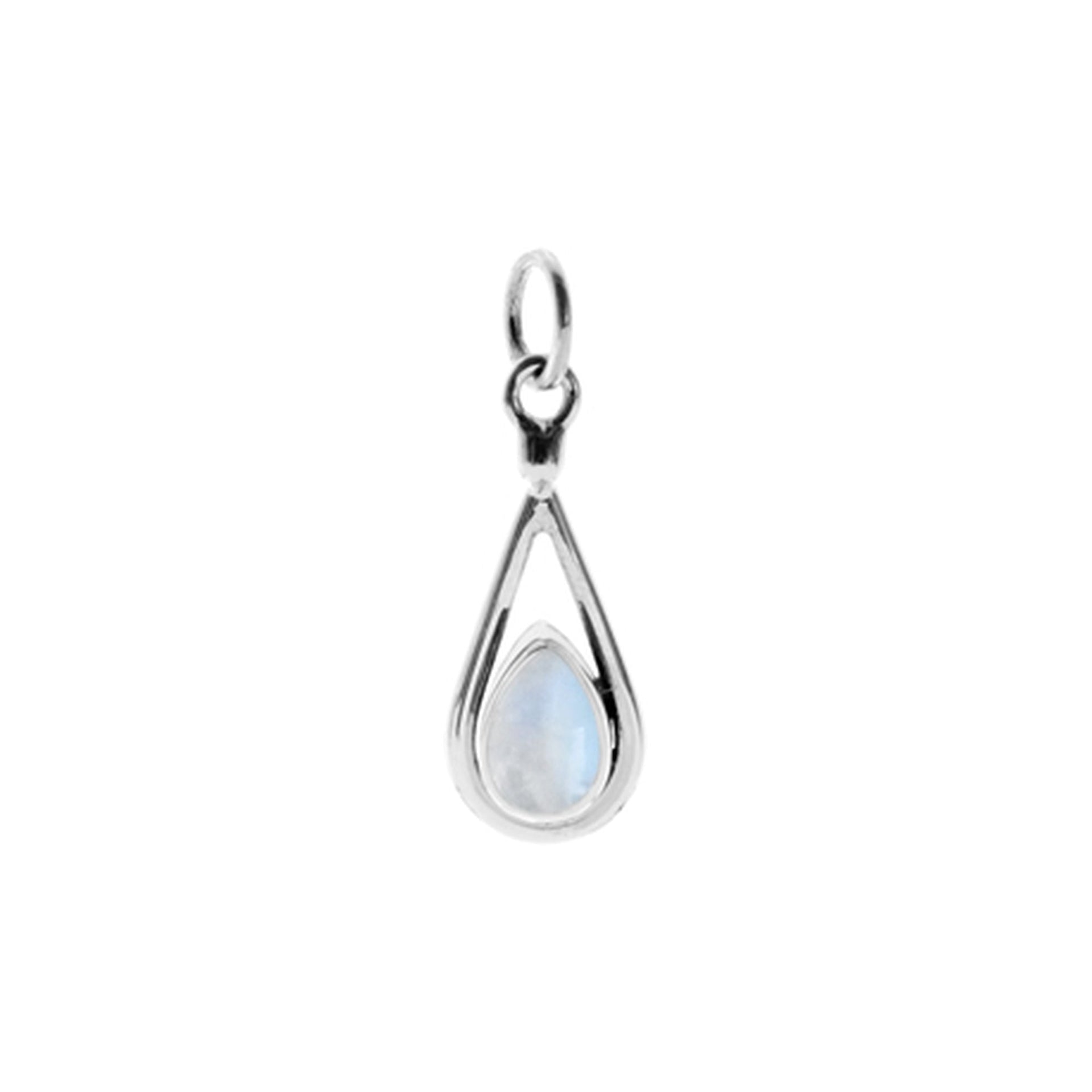 Bridget open teardrop rainbow moonstone pendant