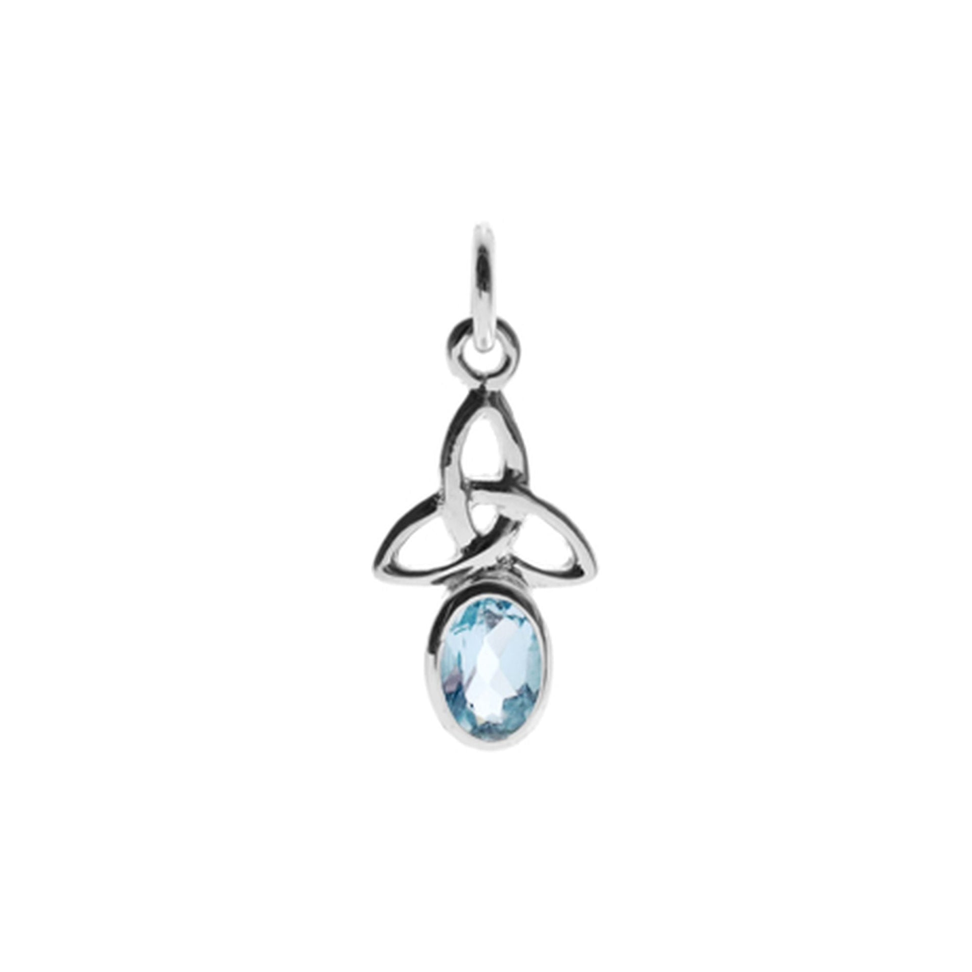 Betsy trinity knot pendant with oval blue topaz
