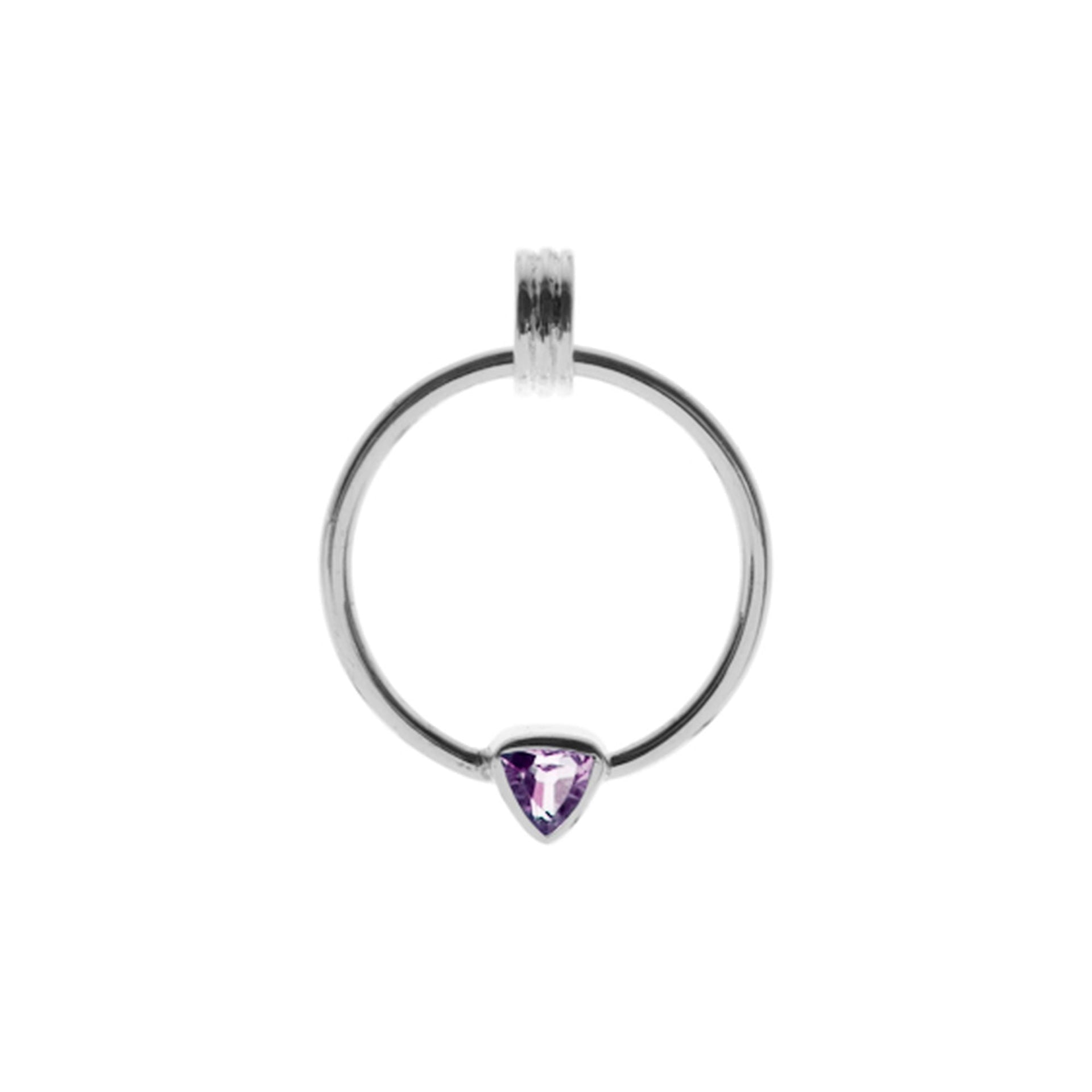 Bridget hoop pendant with trillion-cut amethyst