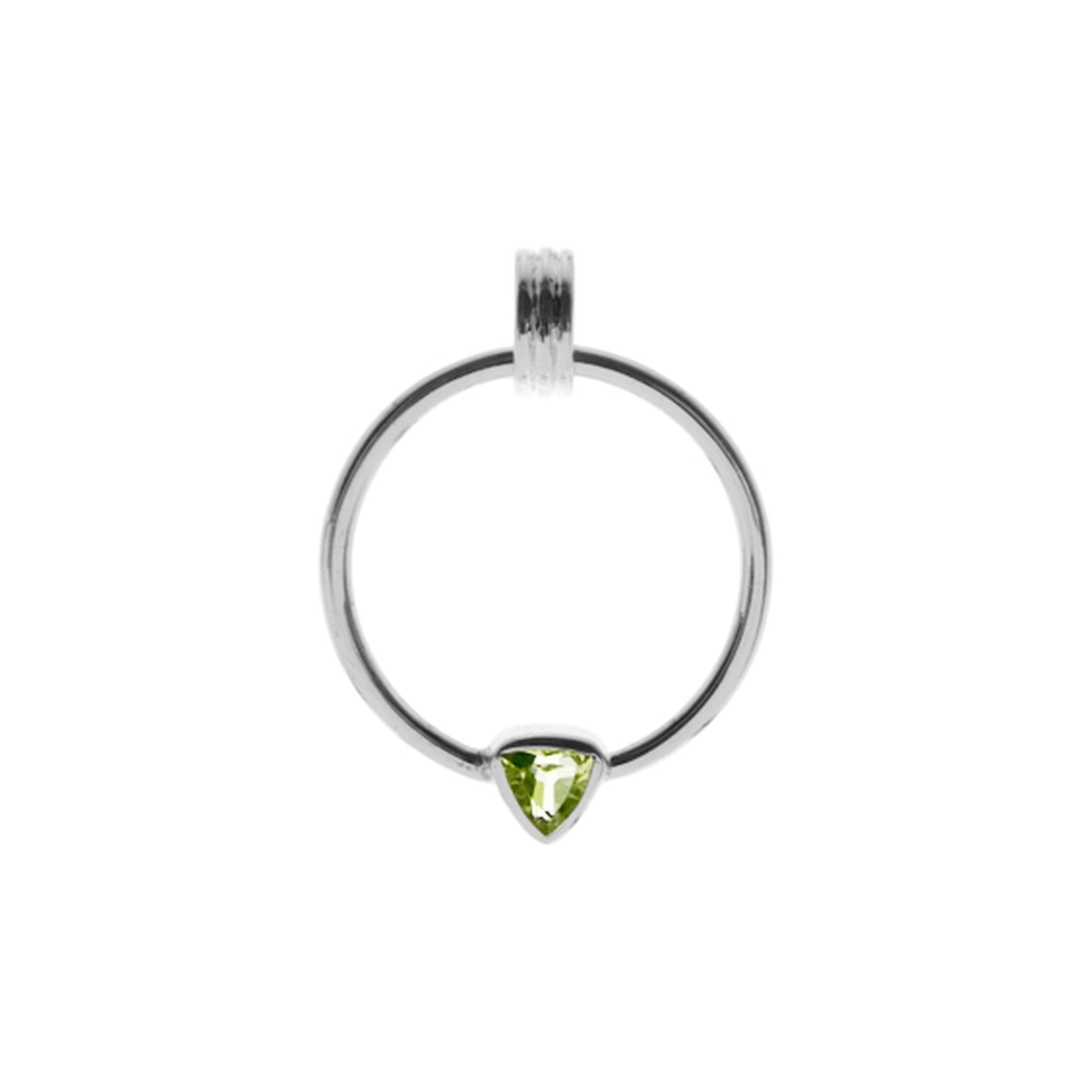 Bridget hoop pendant with trillion-cut peridot