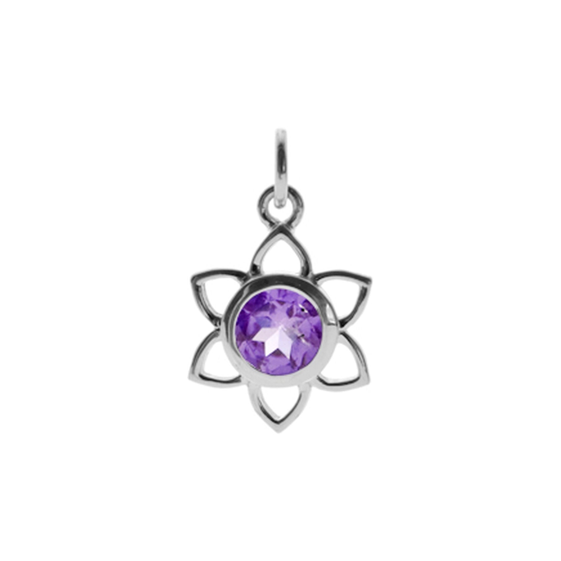 Bridget open flower amethyst pendant