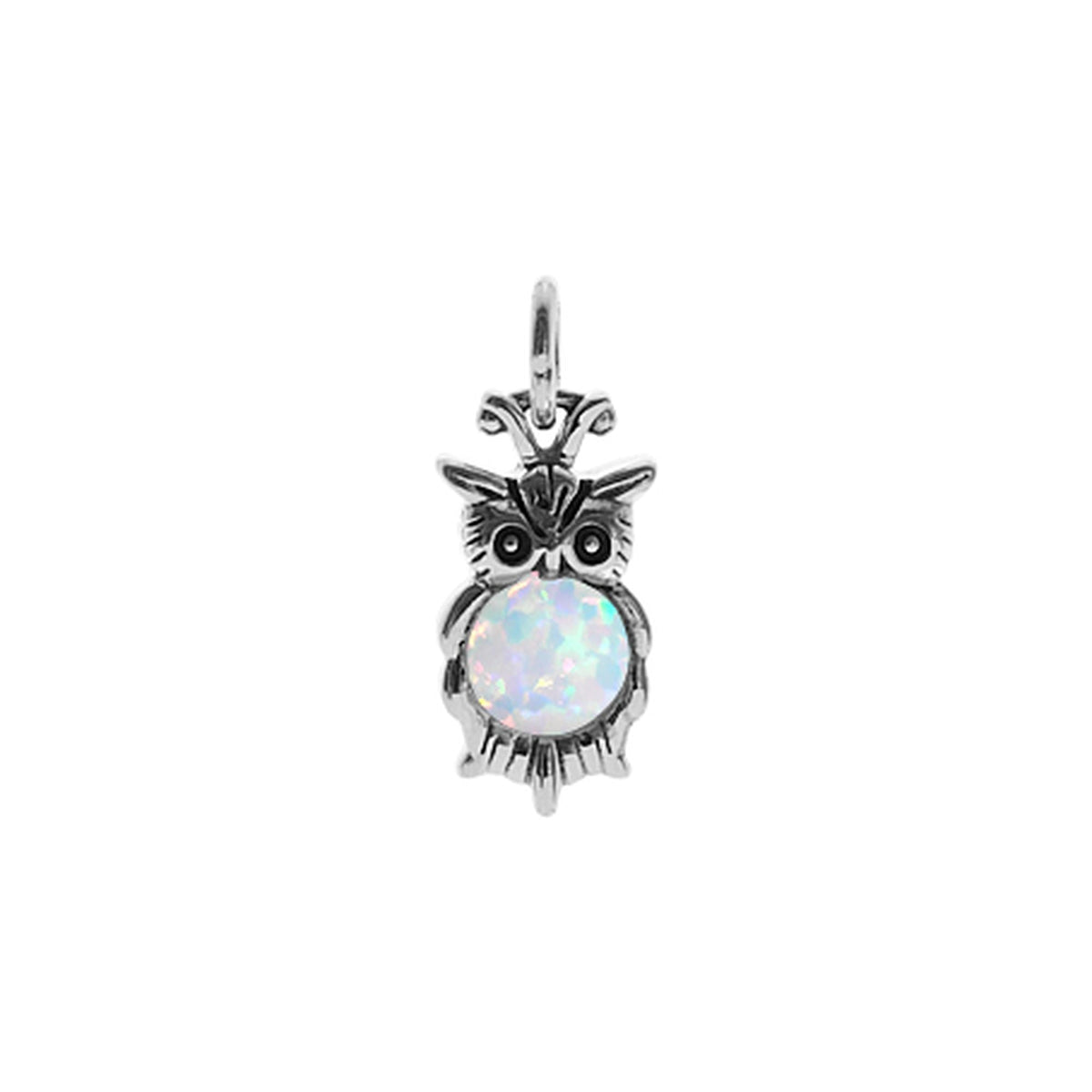 Anabelle white opalique owl pendant