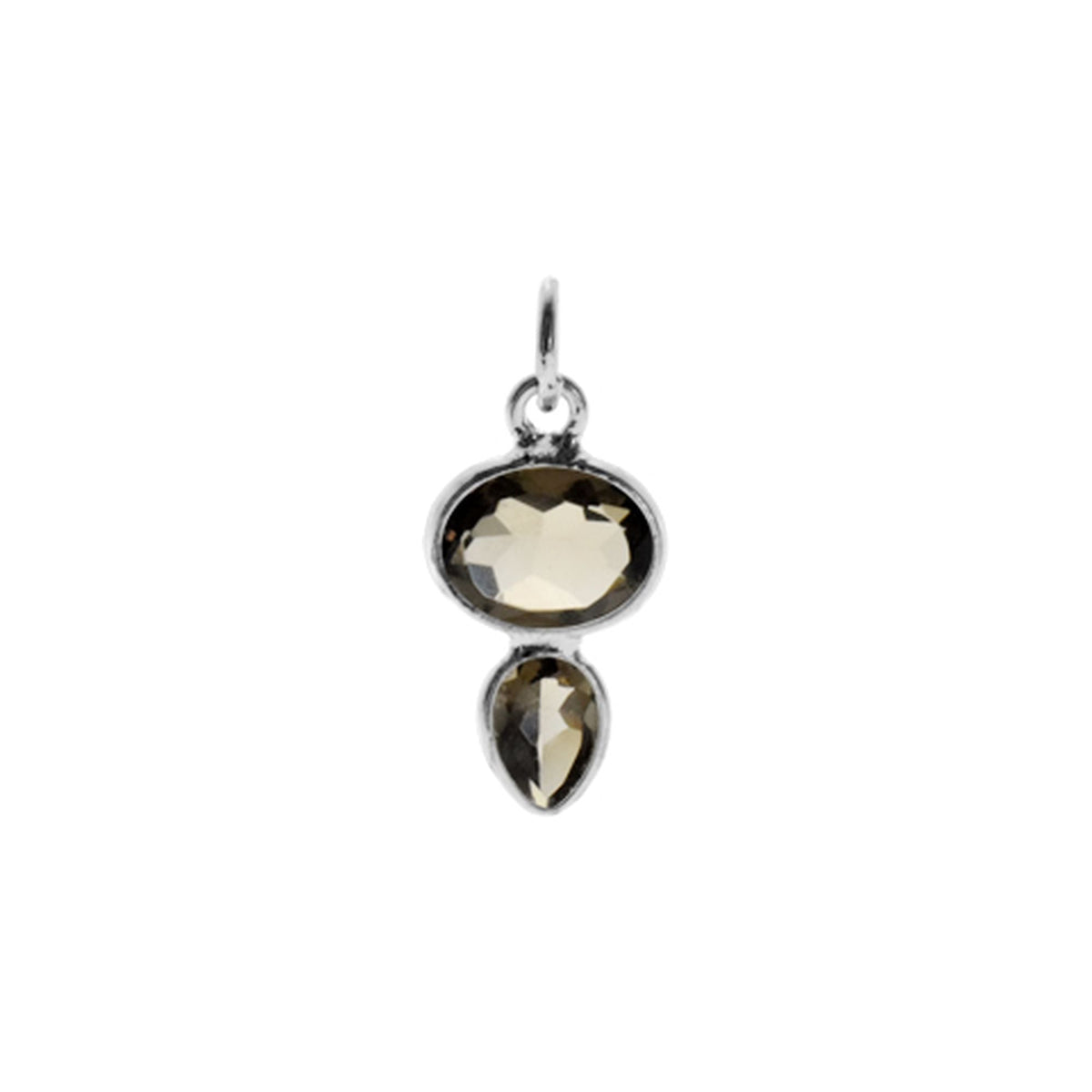 Samira oval & teardrop smokey quartz pendant