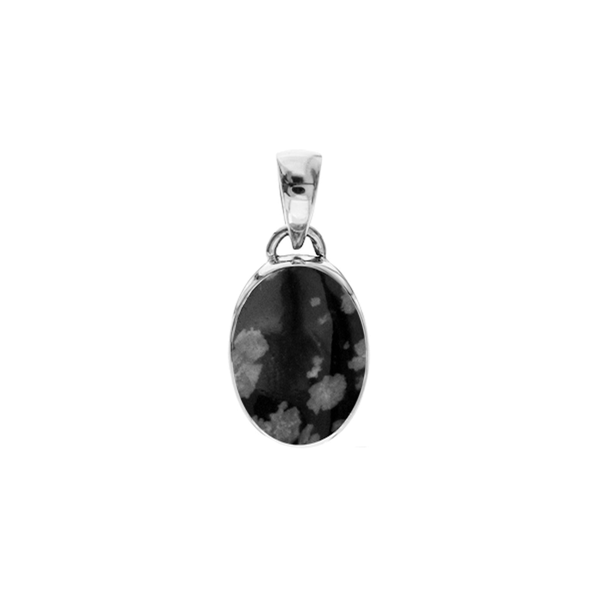 Samira oval snowflake obsidian pendant