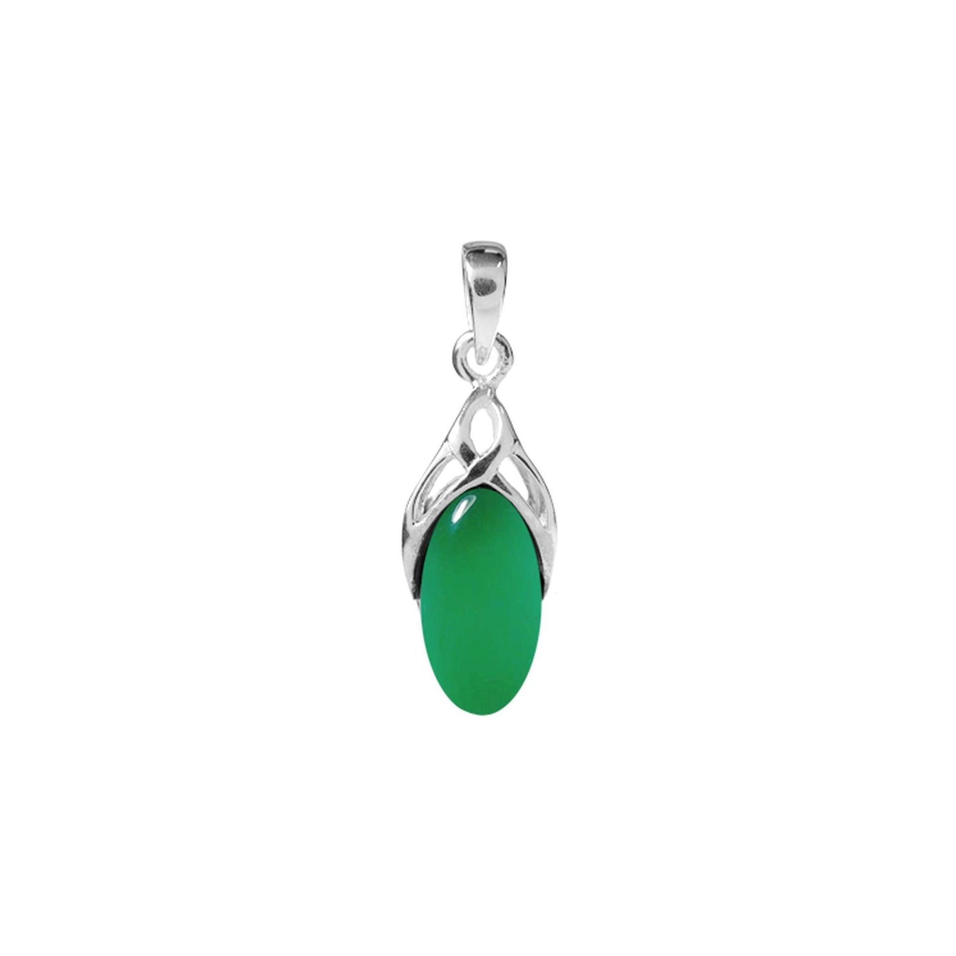 Betsy oval green agate Celtic pendant
