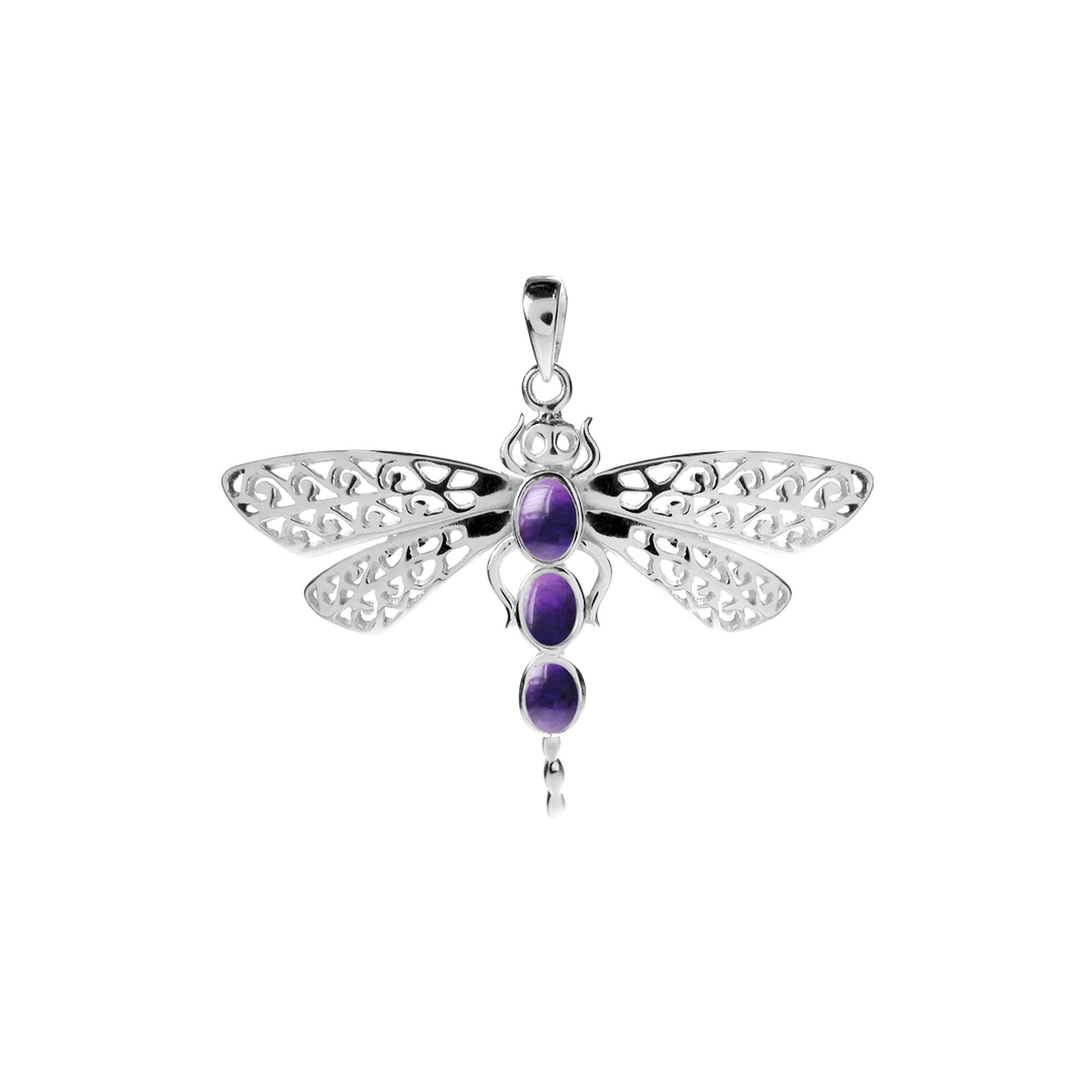 Anabelle large amethyst dragonfly pendant
