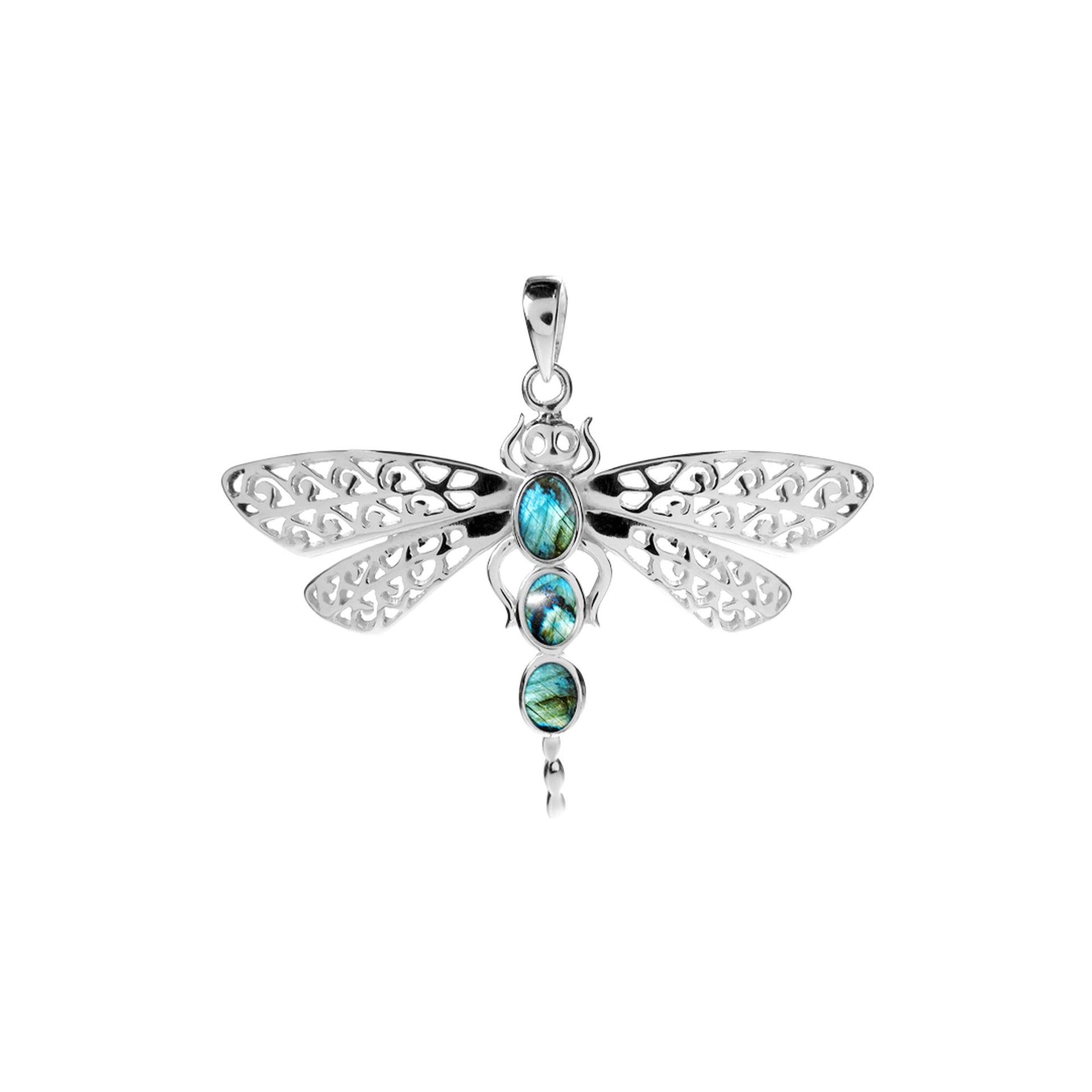 Anabelle large labradorite dragonfly pendant