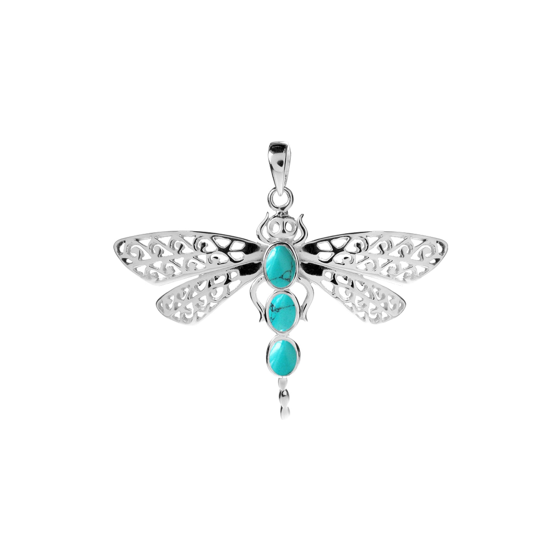 Anabelle large turquoise dragonfly pendant