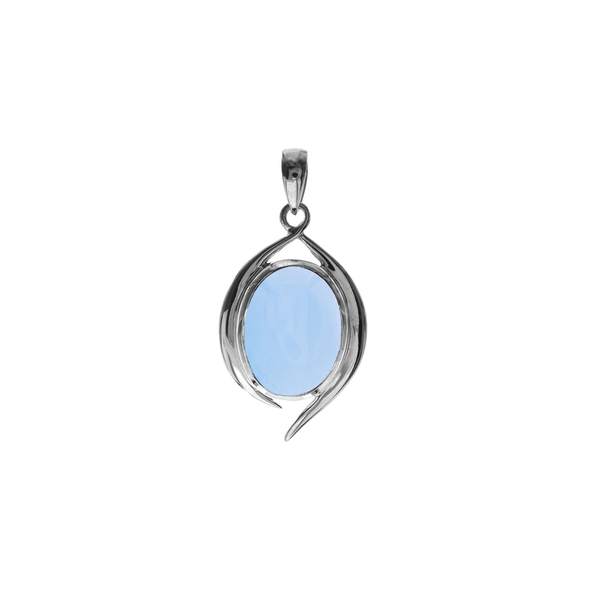 Viola tailed blue chalcedony pendant