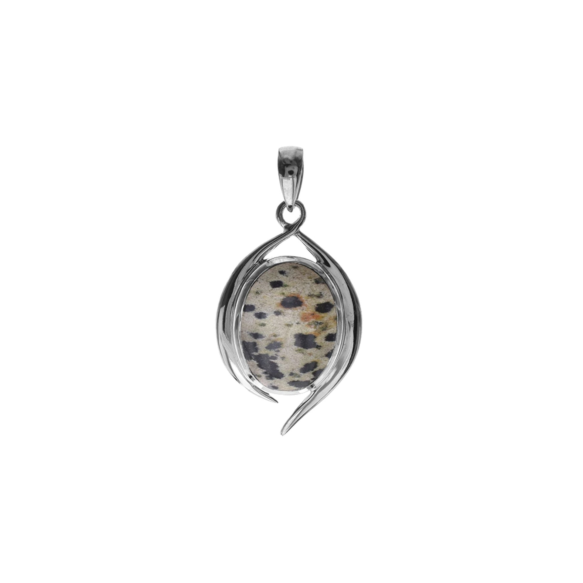 Viola tailed dalmatian jasper pendant