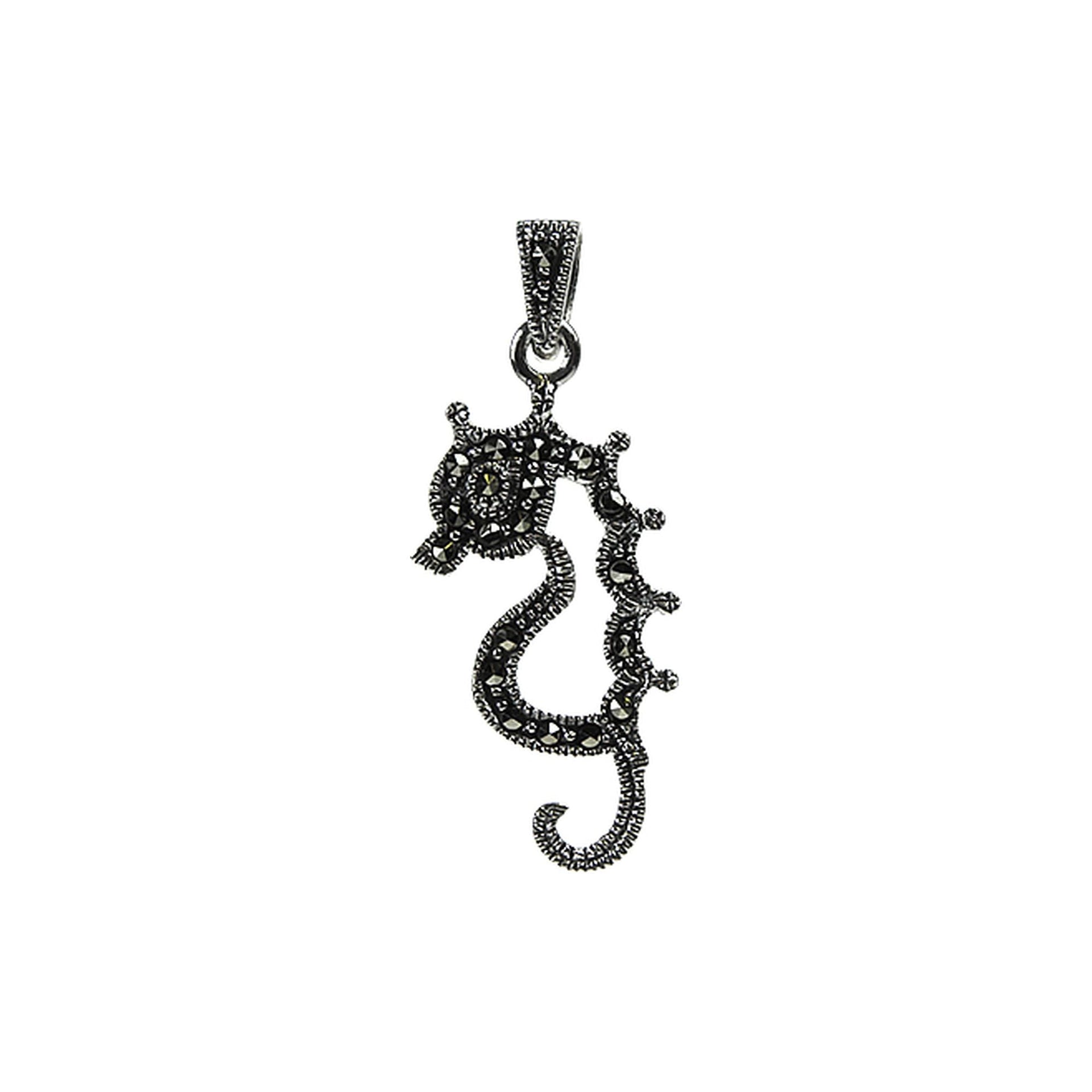 Marcasite detailed seahorse pendant