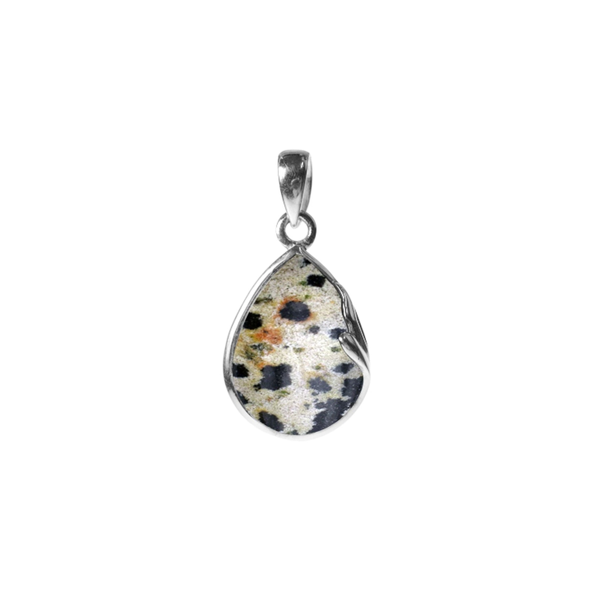 Lola teardrop dalmatian jasper swirl pendant