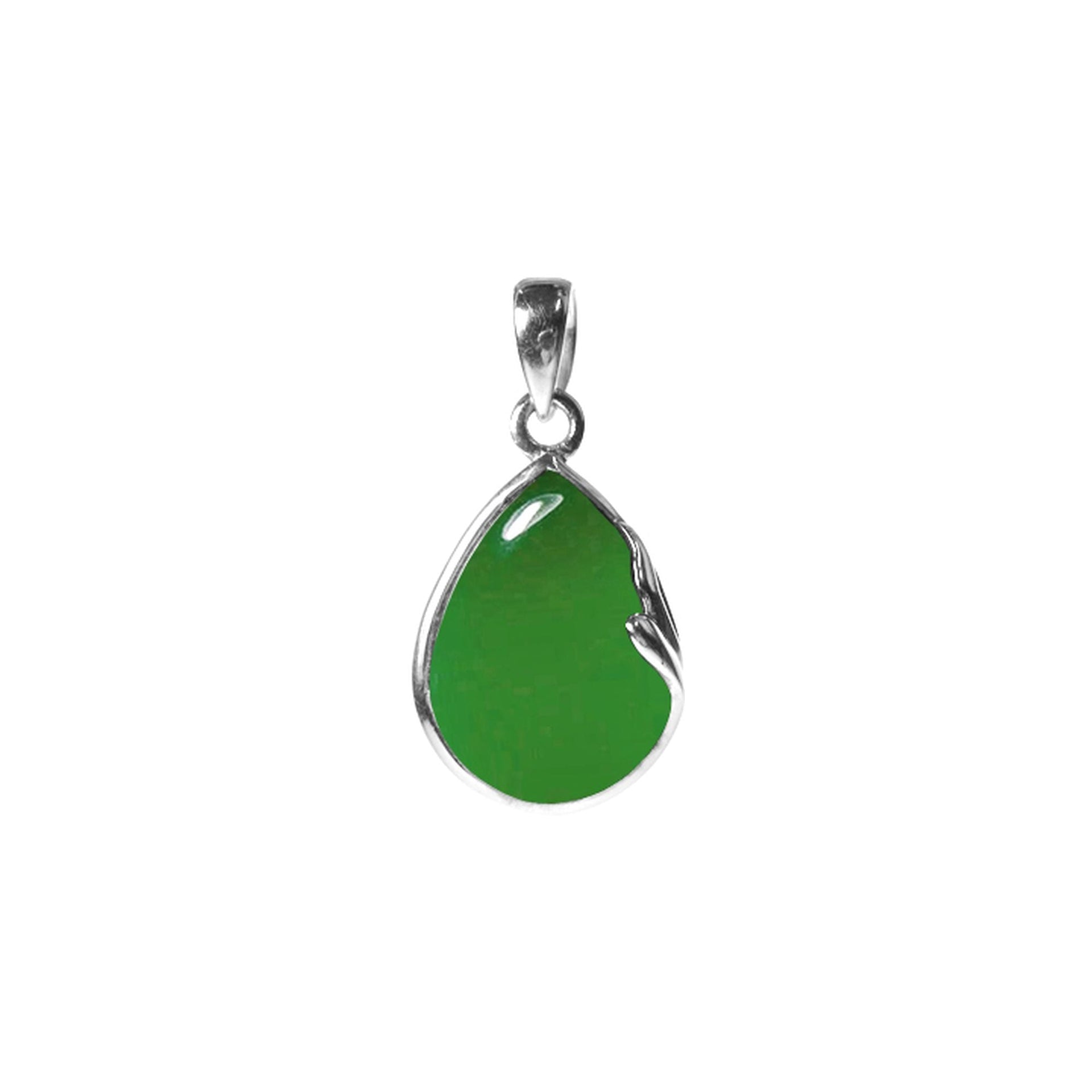 Lola teardrop green agate swirl pendant