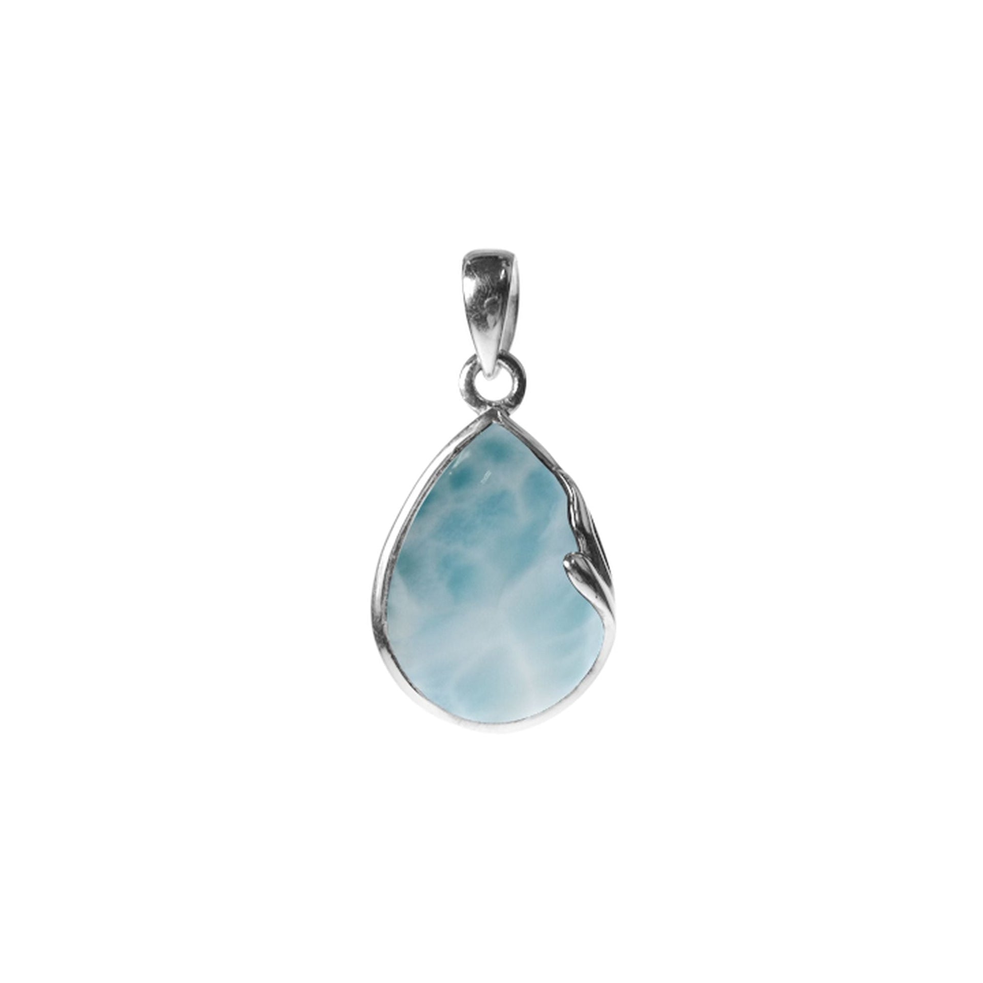 Lola teardrop larimar swirl pendant