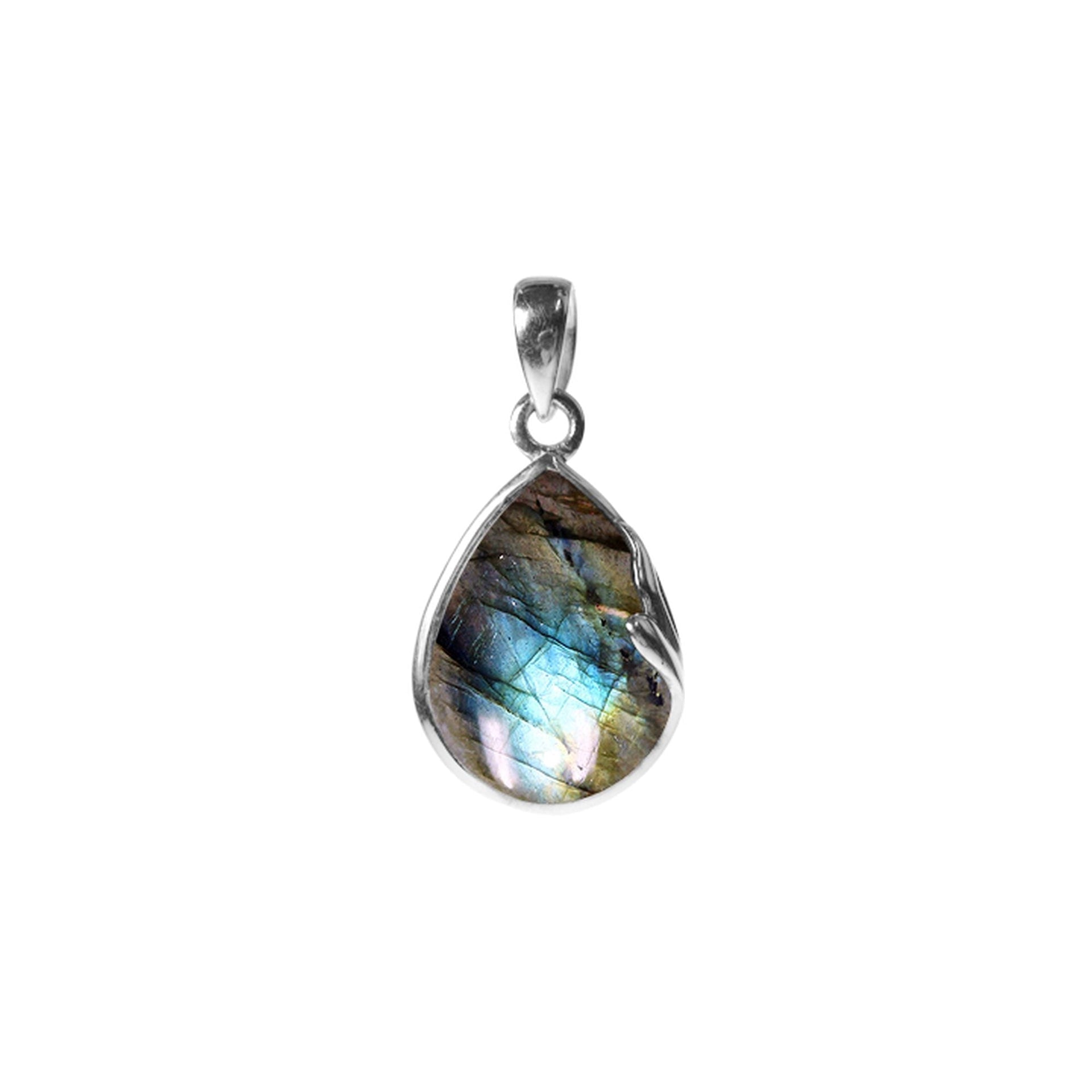 Lola teardrop labradorite swirl pendant