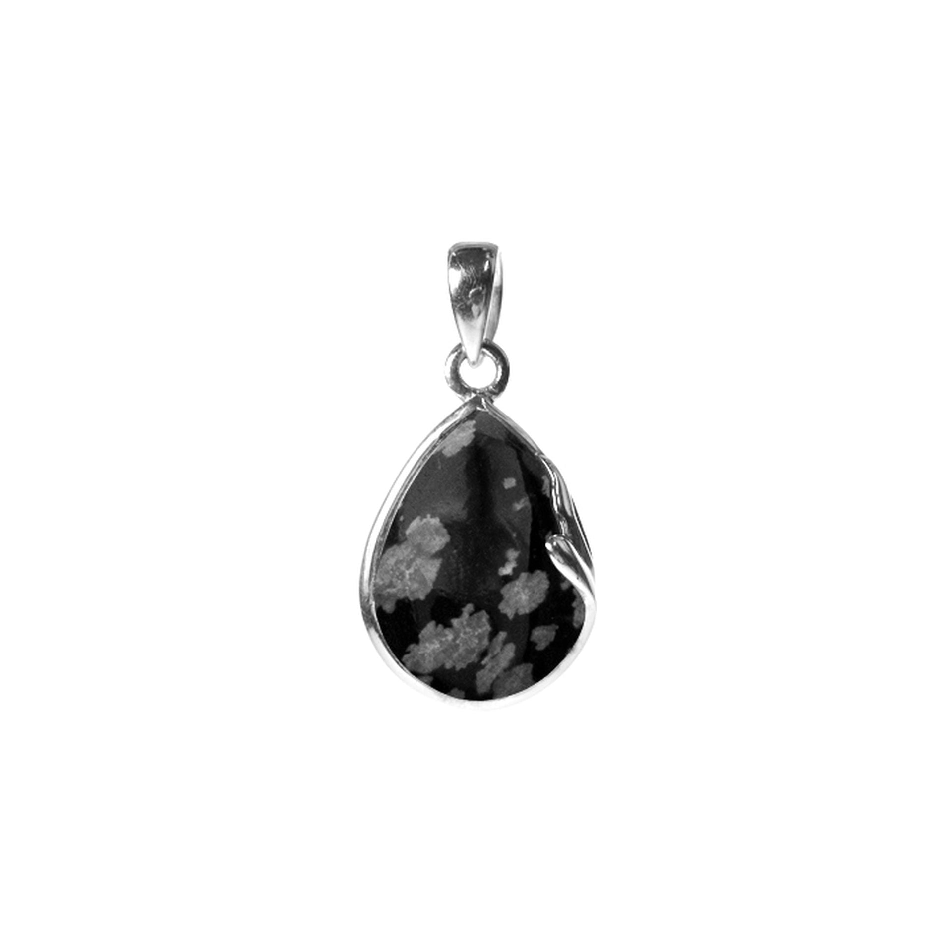 Lola teardrop snowflake obsidian swirl pendant
