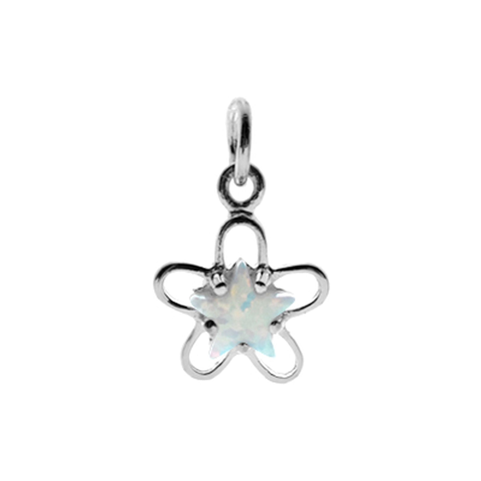 Open flower pendant with white opalique star
