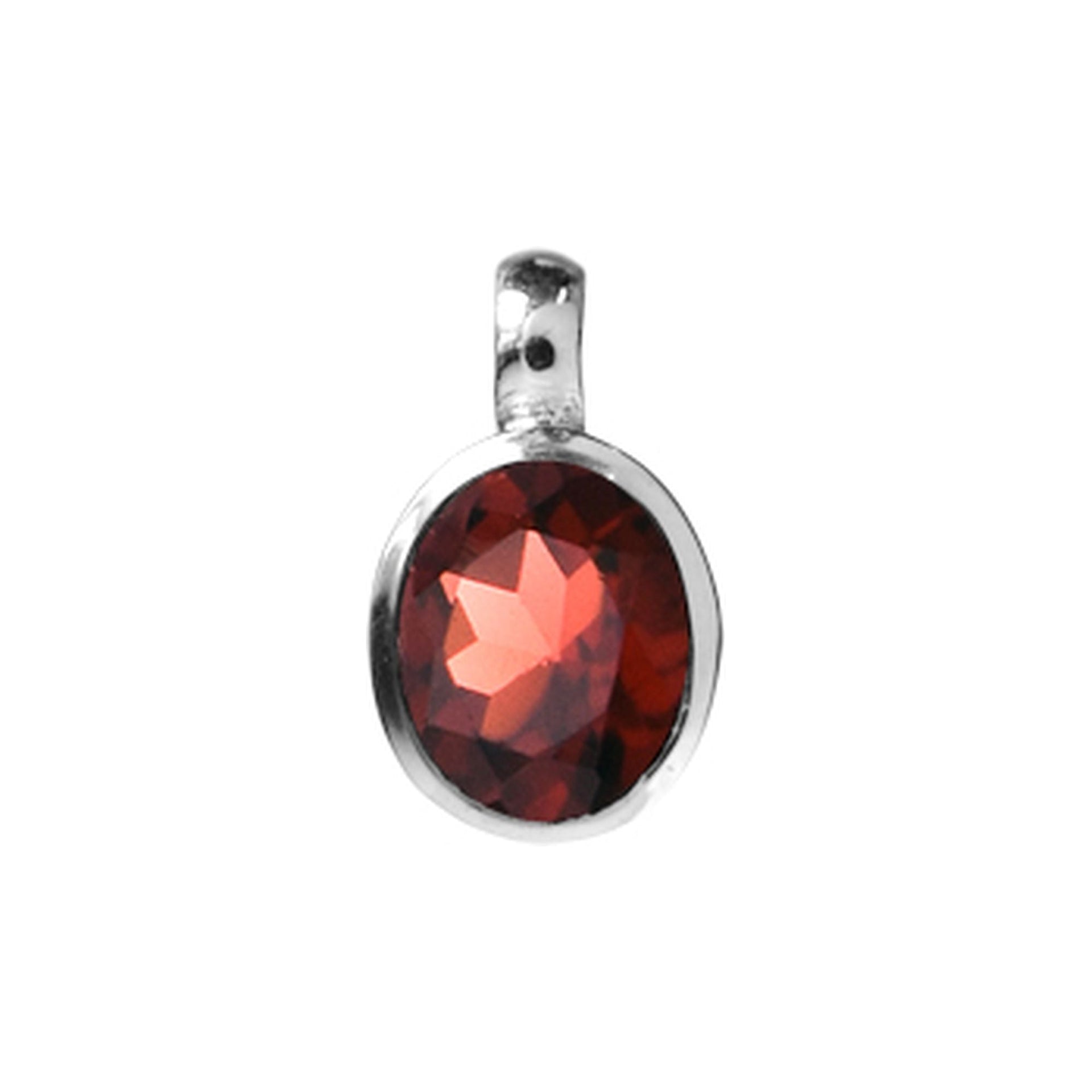 Samira oval faceted garnet pendant with fixed bale