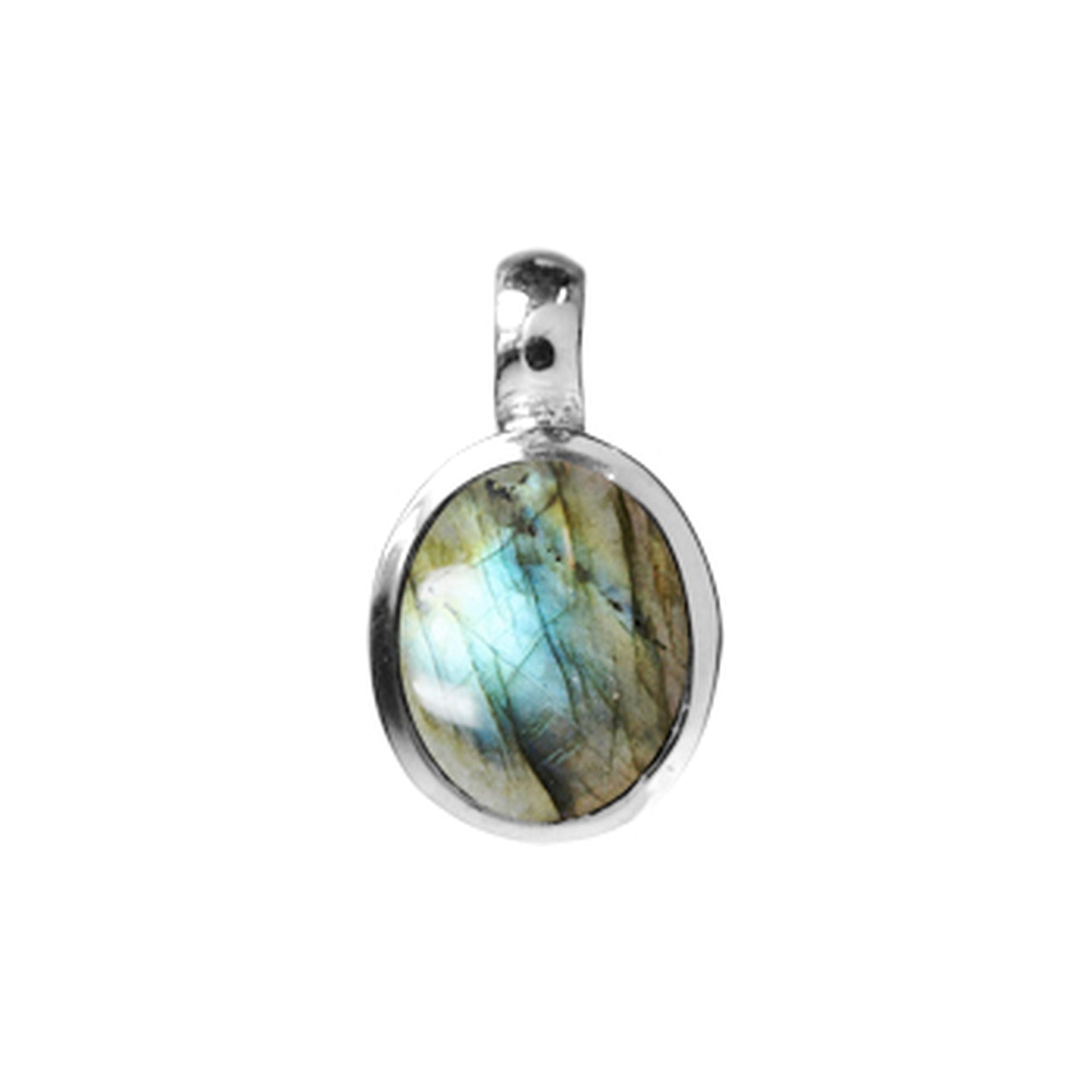 Samira oval checker-cut labradorite pendant with fixed bale