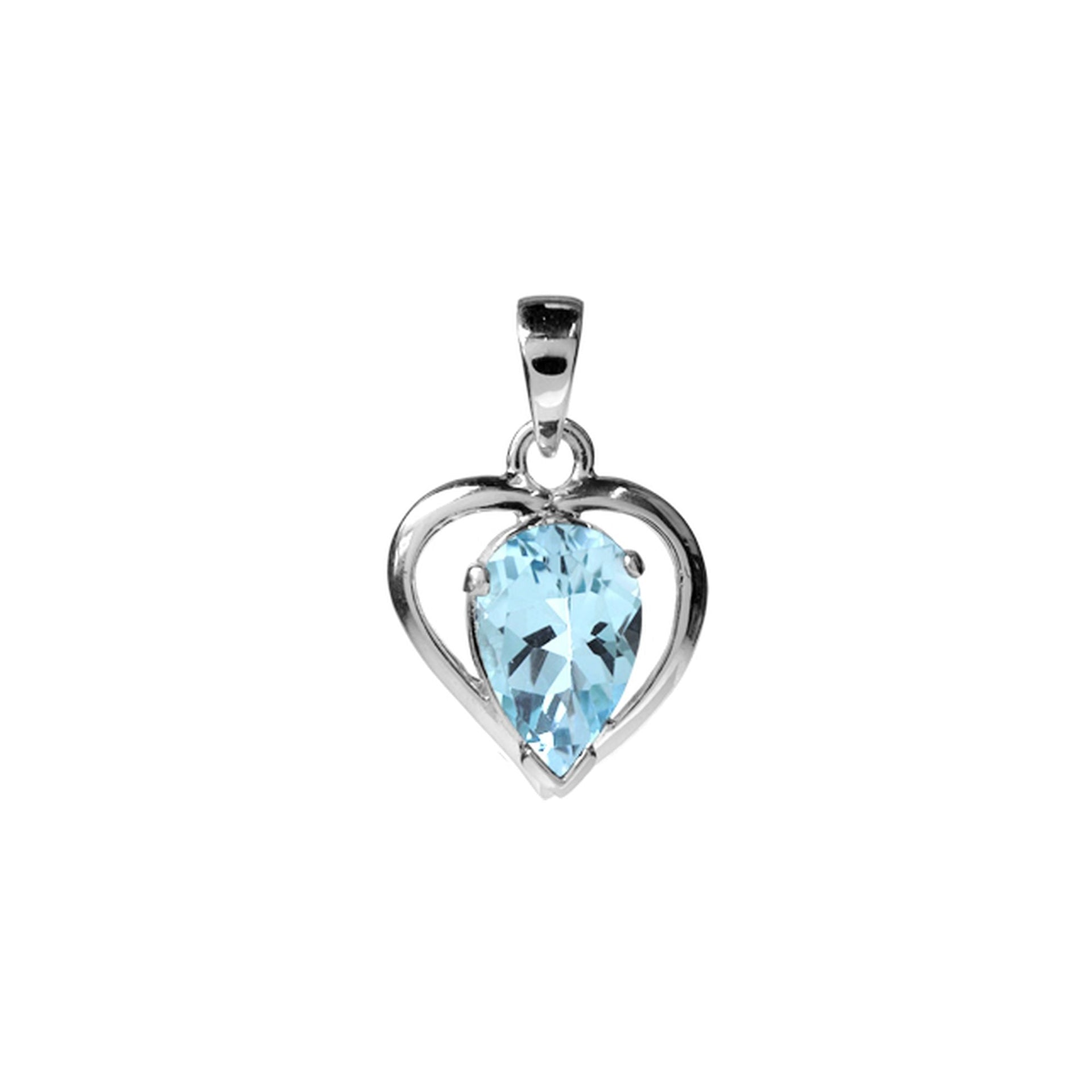Kara heart with teardrop blue topaz pendant