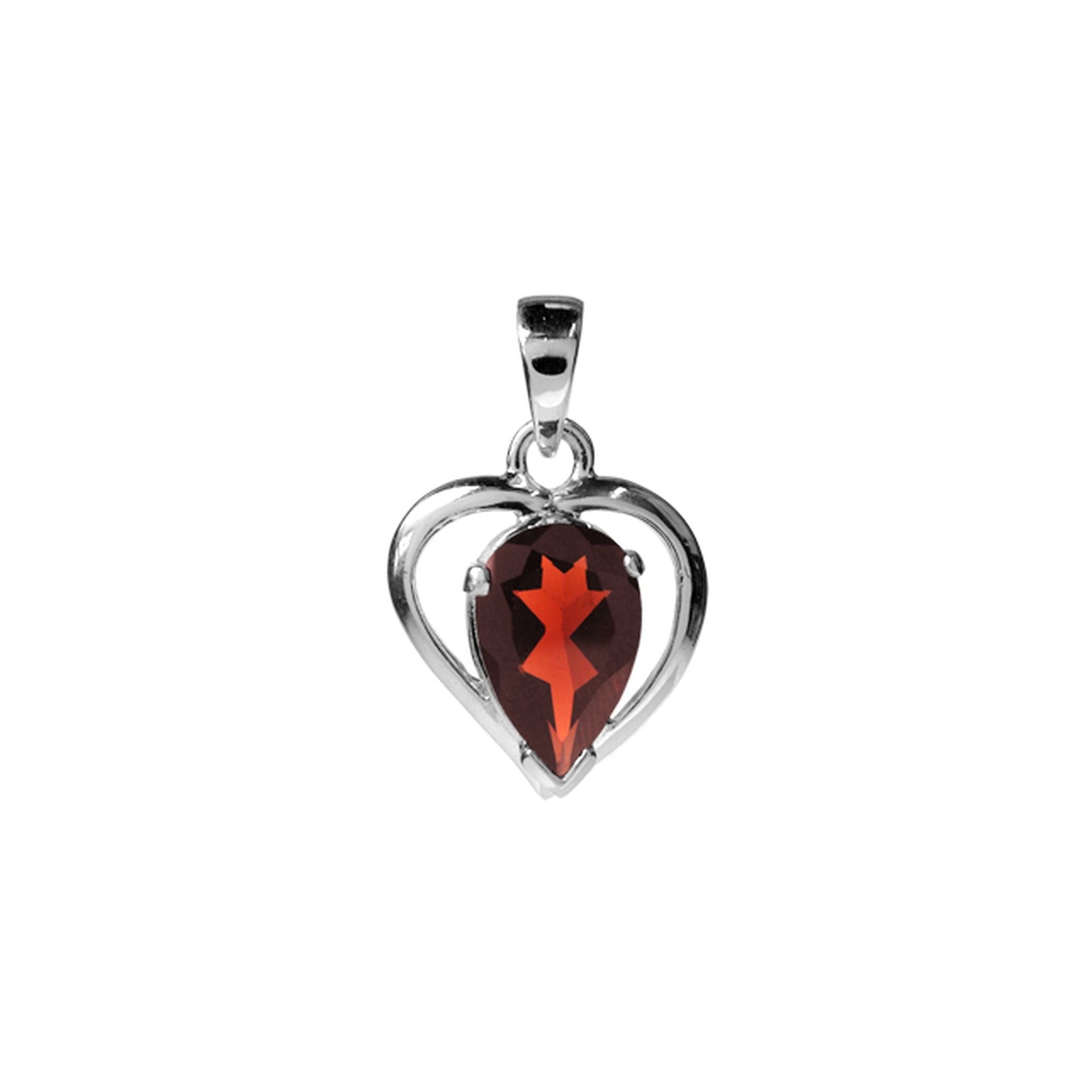 Kara heart with teardrop garnet facet pendant