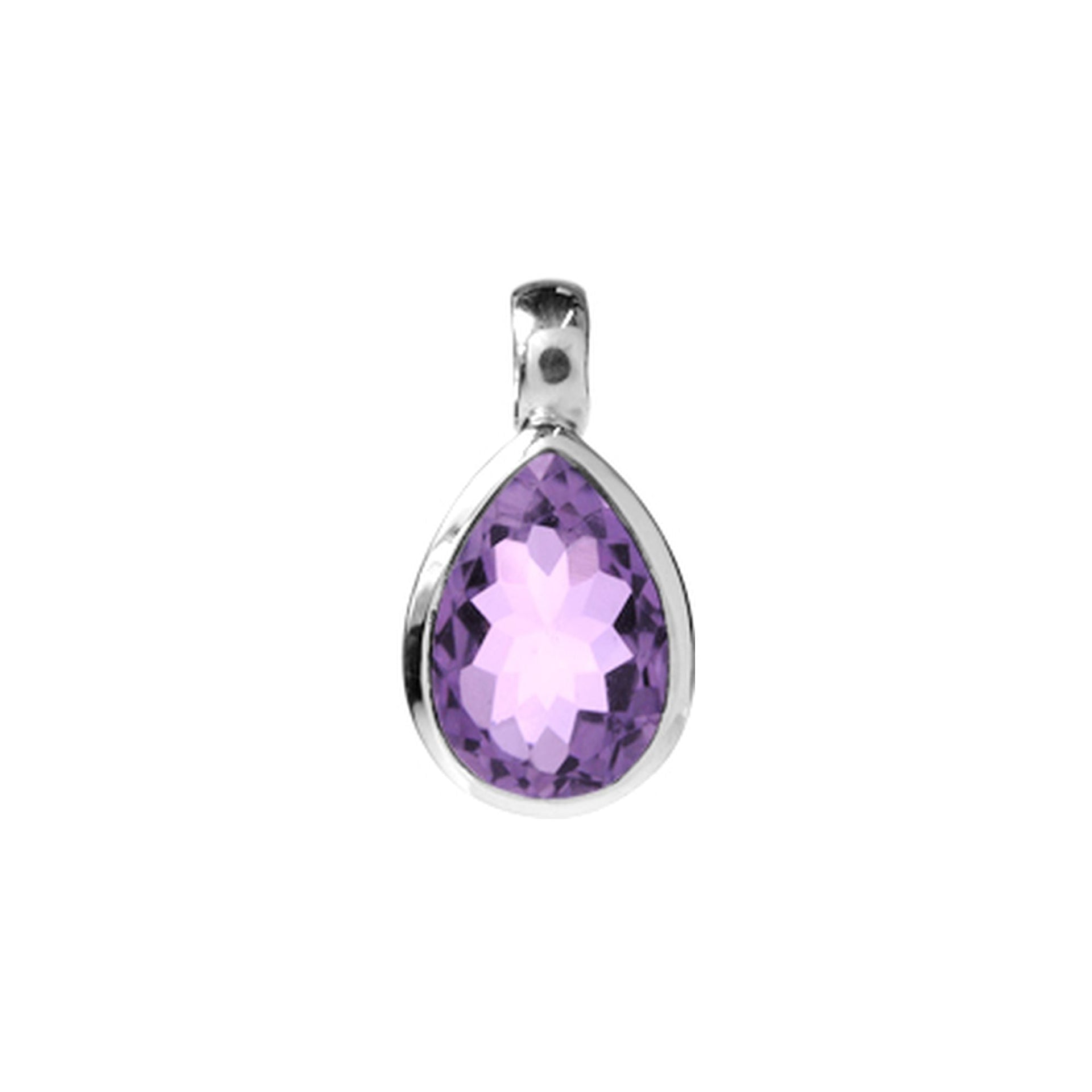 Samira fixed bale teardrop amethyst facet pendant