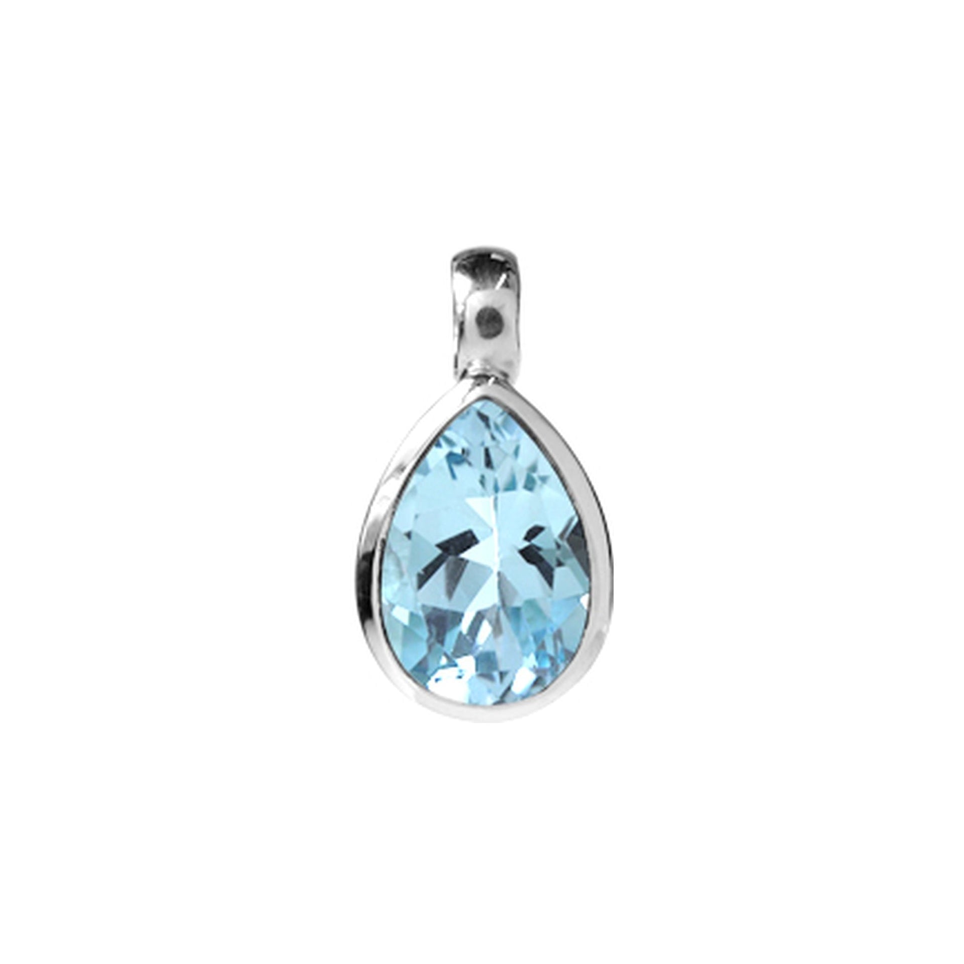 Samira fixed bale teardrop blue topaz pendant