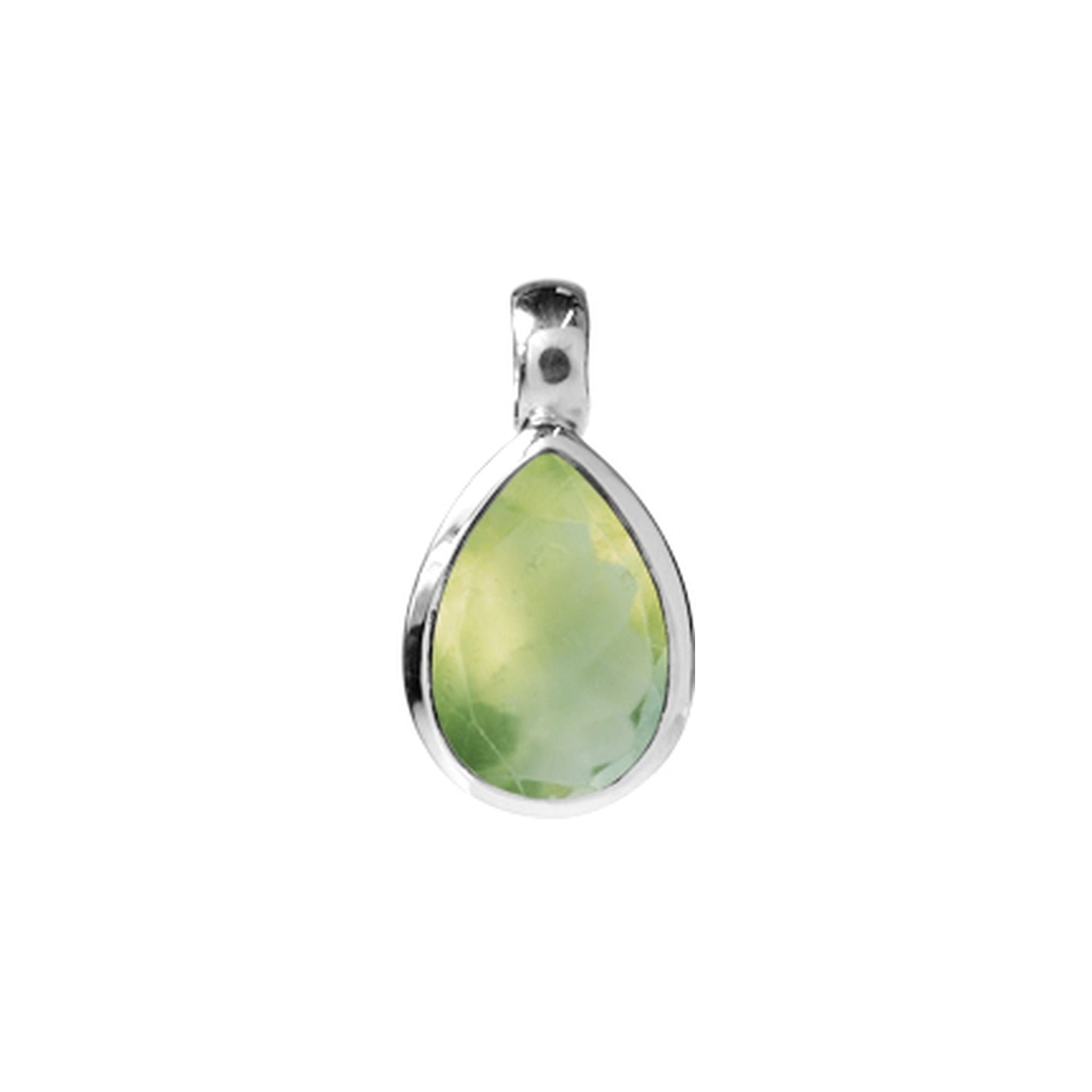 Samira fixed bale teardrop prehnite pendant