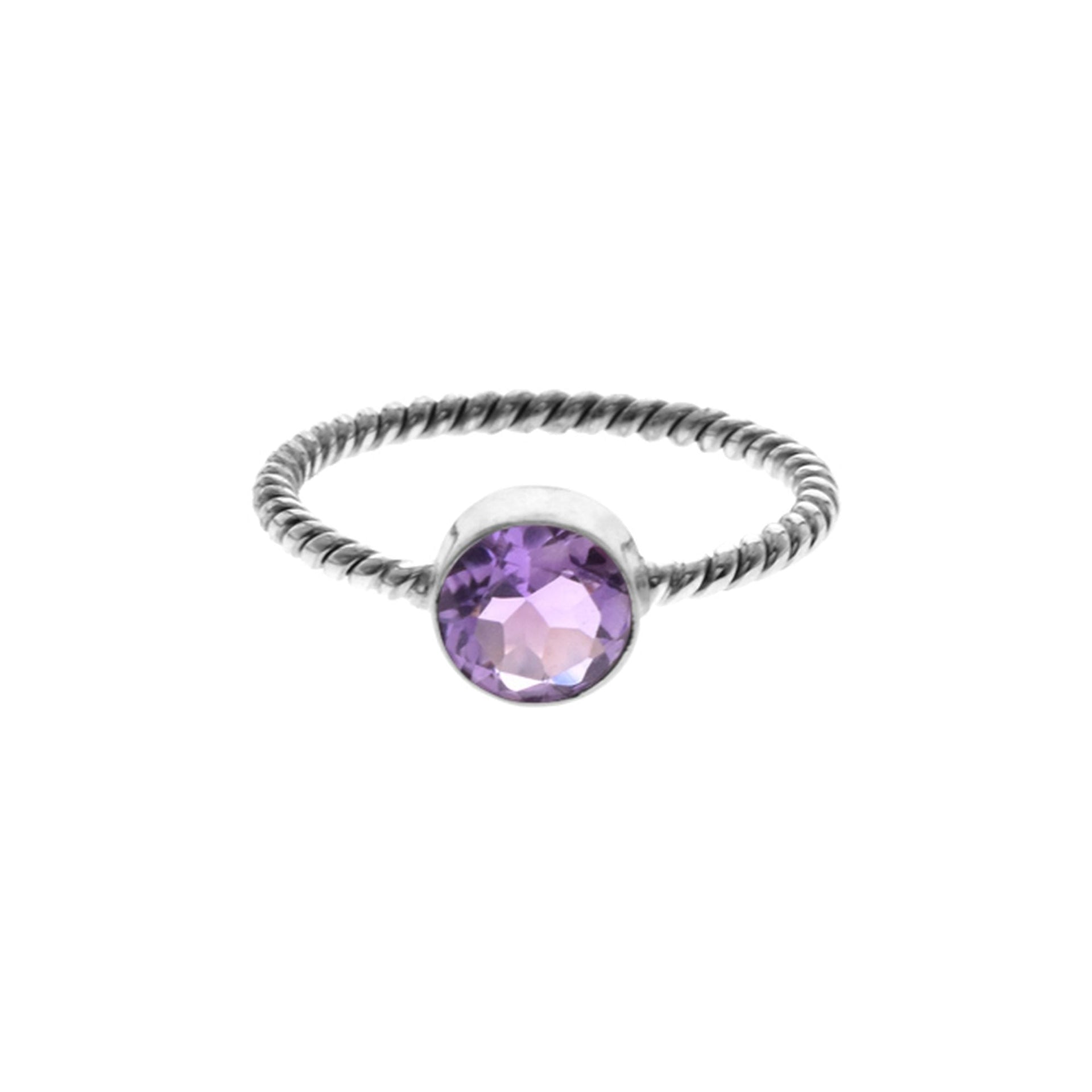 Catalina amethyst facet rope band ring