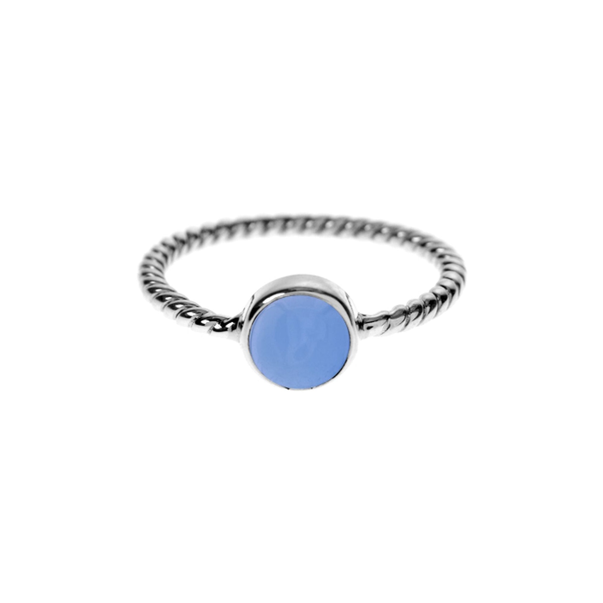 Catalina blue chalcedony rope band ring