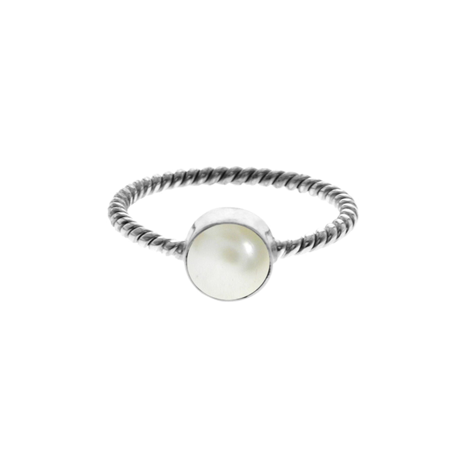 Martha round pearl twisted rope band ring