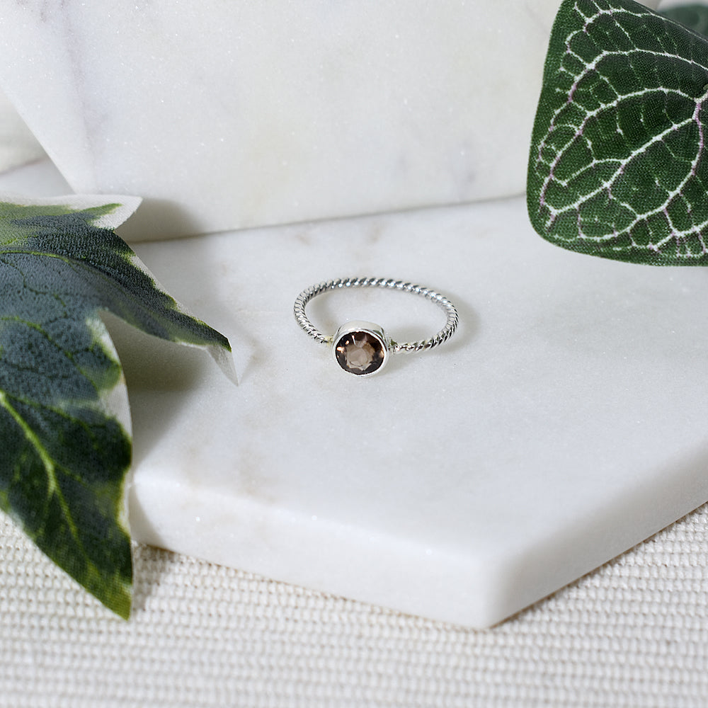 Catalina smokey quartz rope band ring