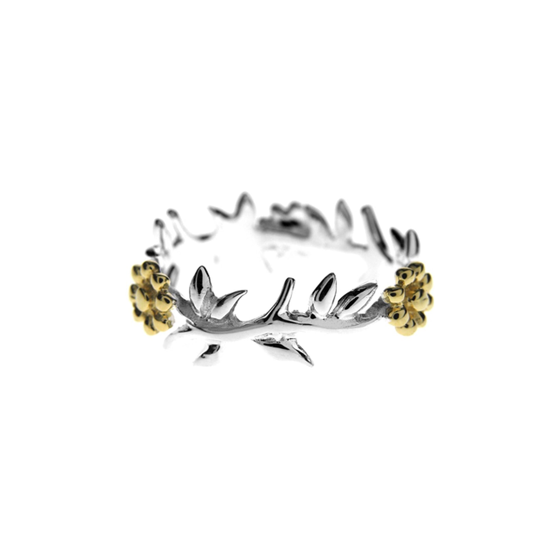 Climber garland band with yellow gold plated flowers