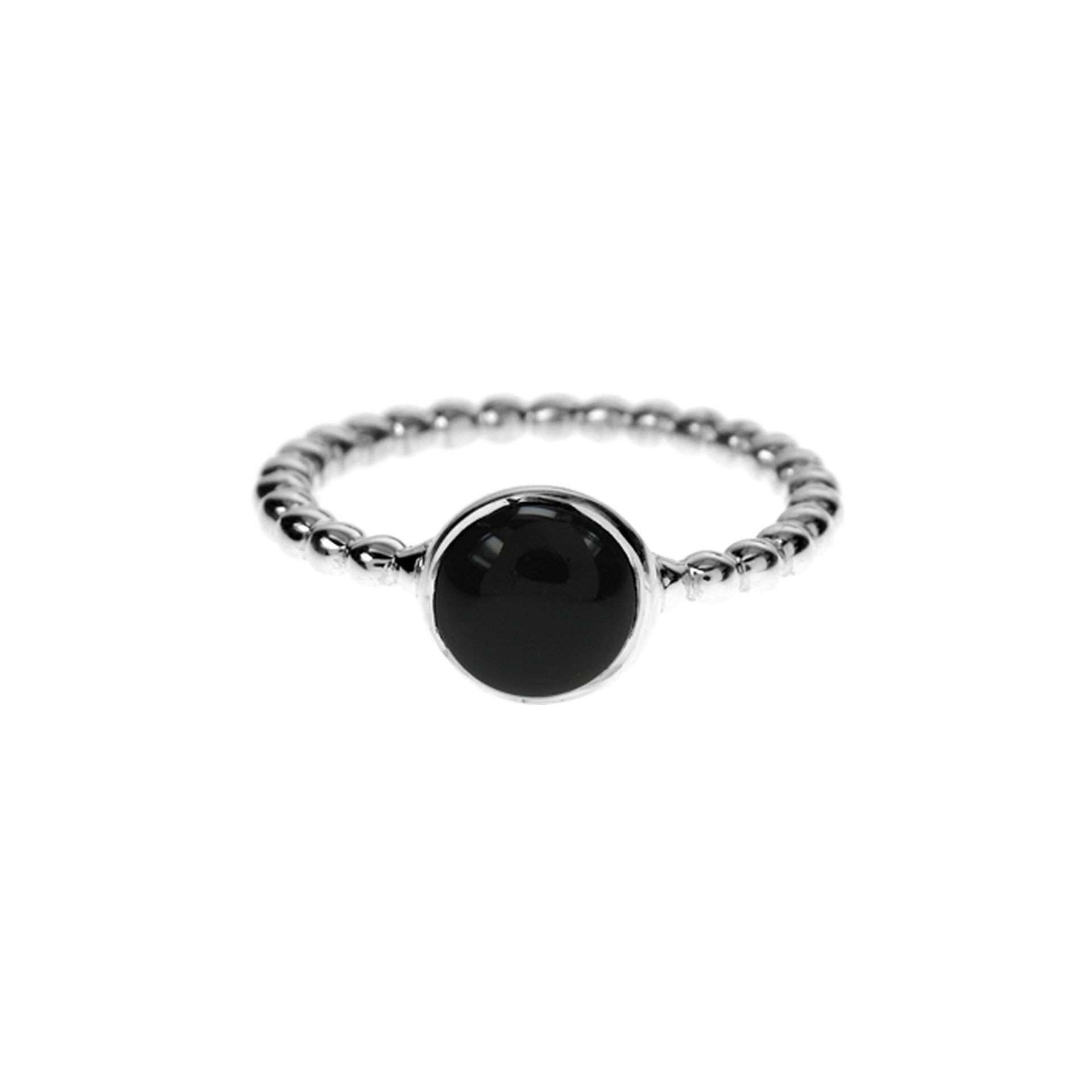 Lola ball shank round black onyx ring