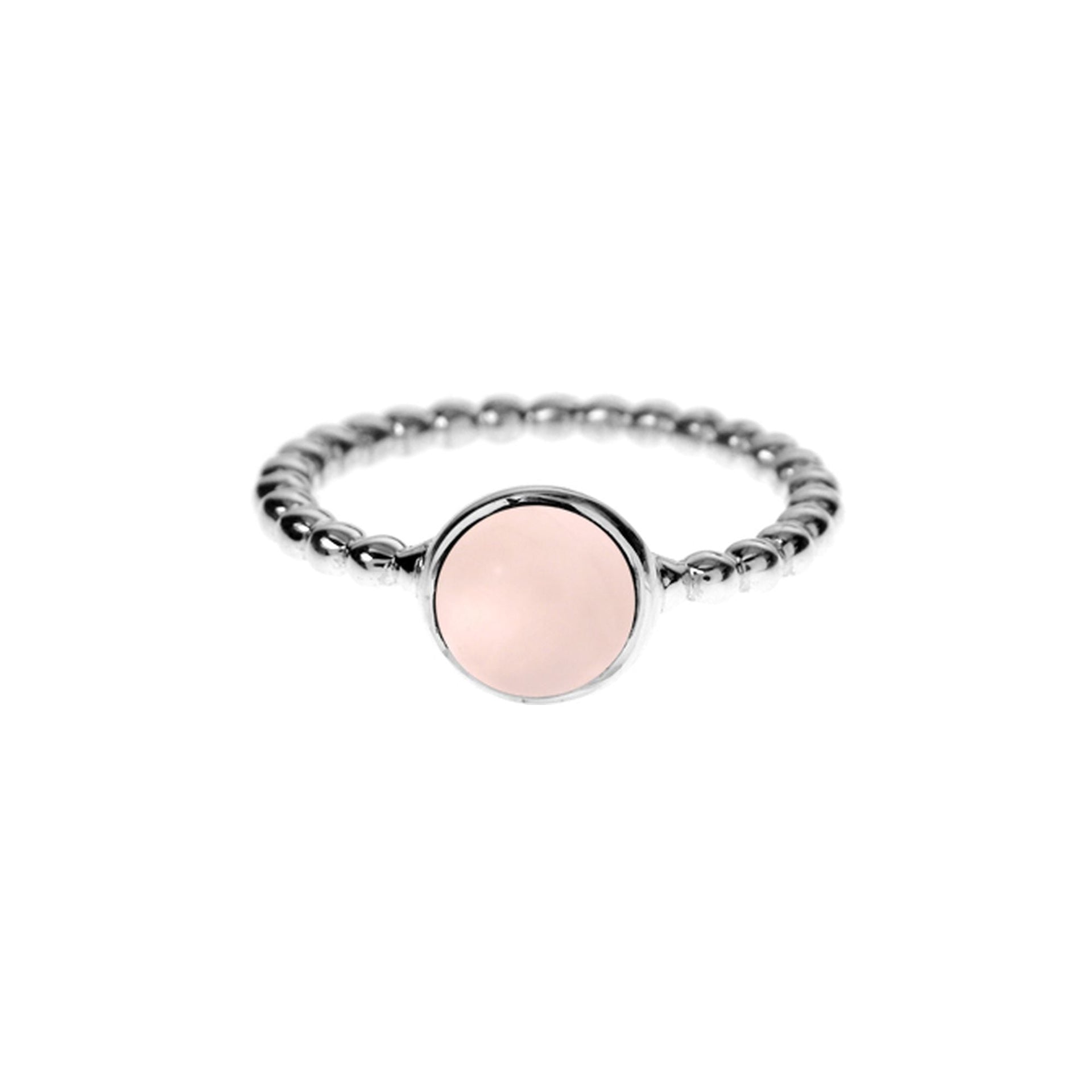 Lola ball shank round rose quartz ring