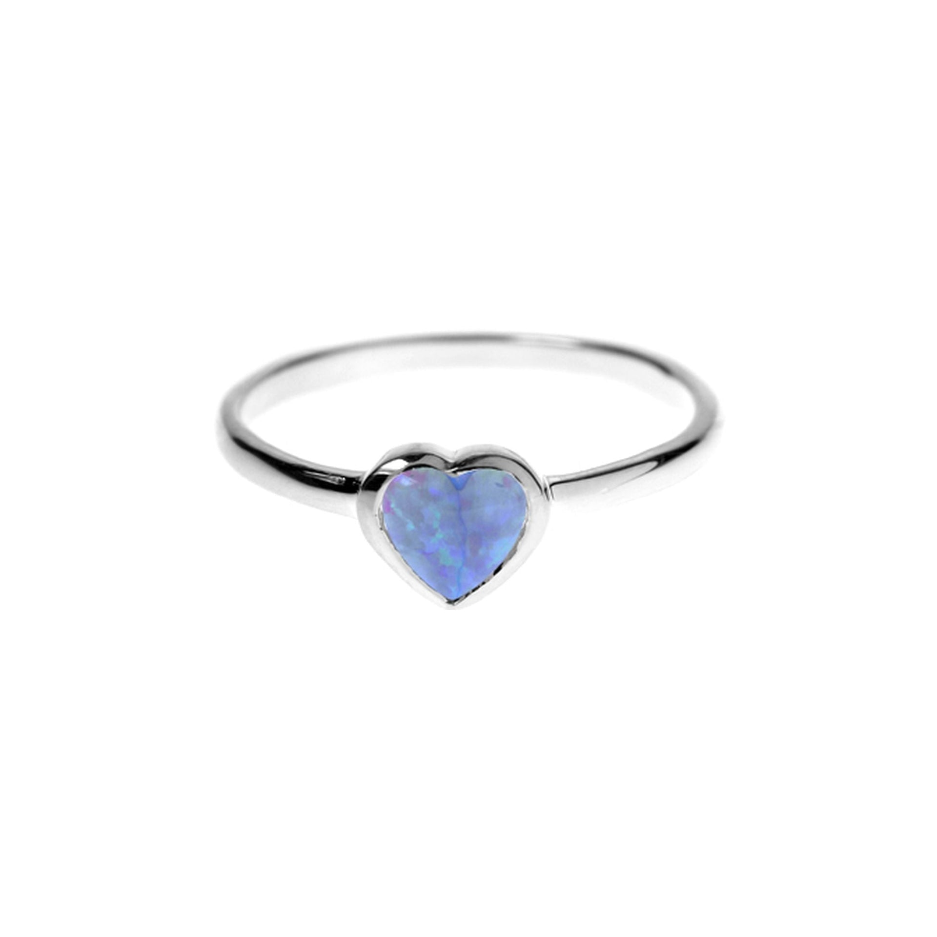 Angelica bezel-set blue opalique heart ring