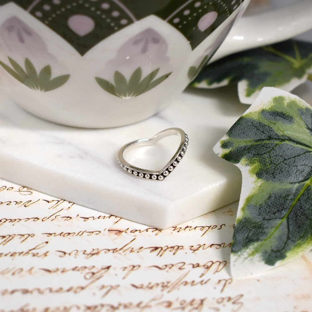 Isla studded wishbone ring