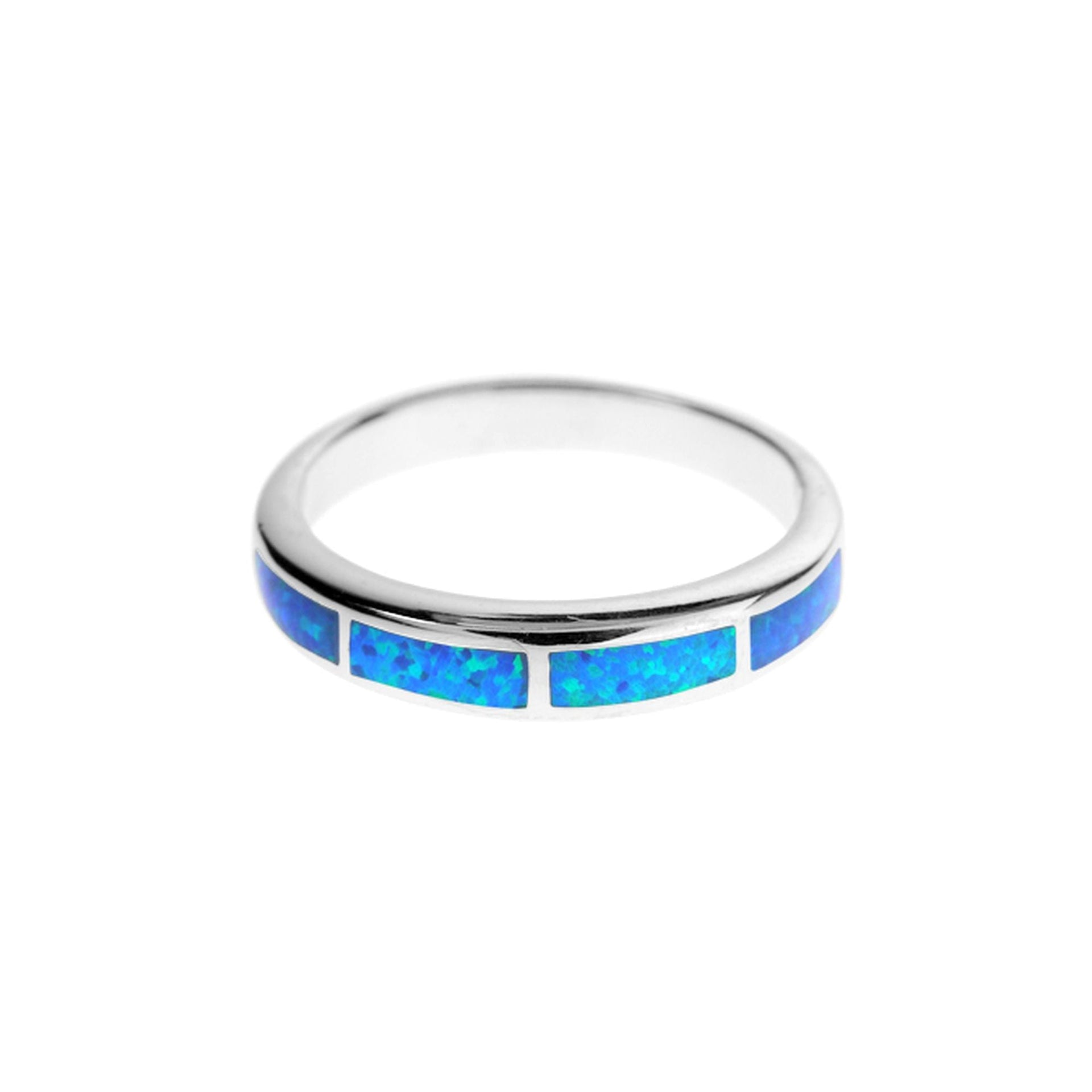 Diana framed inset blue opalique band ring