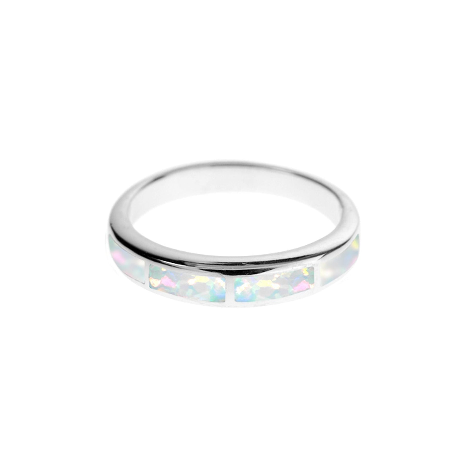 Diana framed inset white opalique band ring